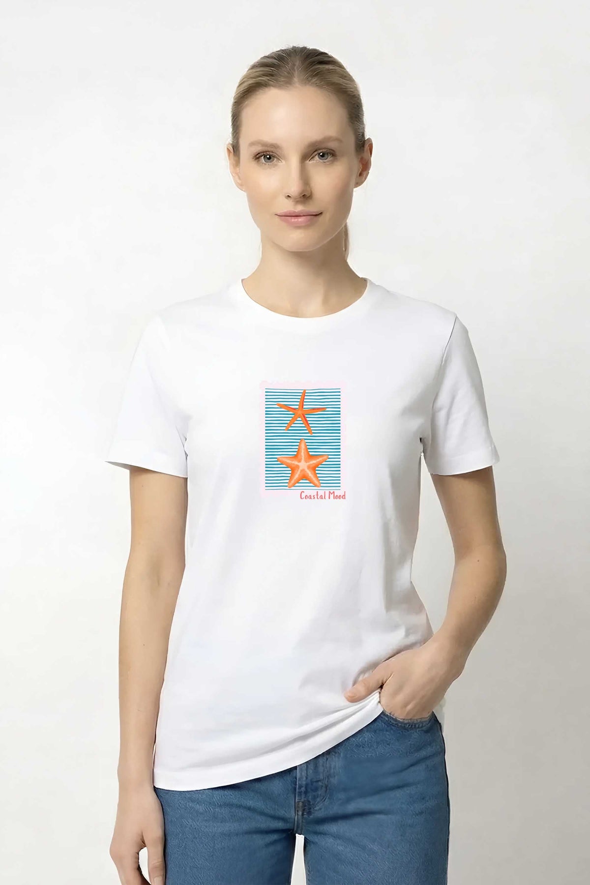 220GSM Regular FIt Coastal Mood Printed T-Shirt