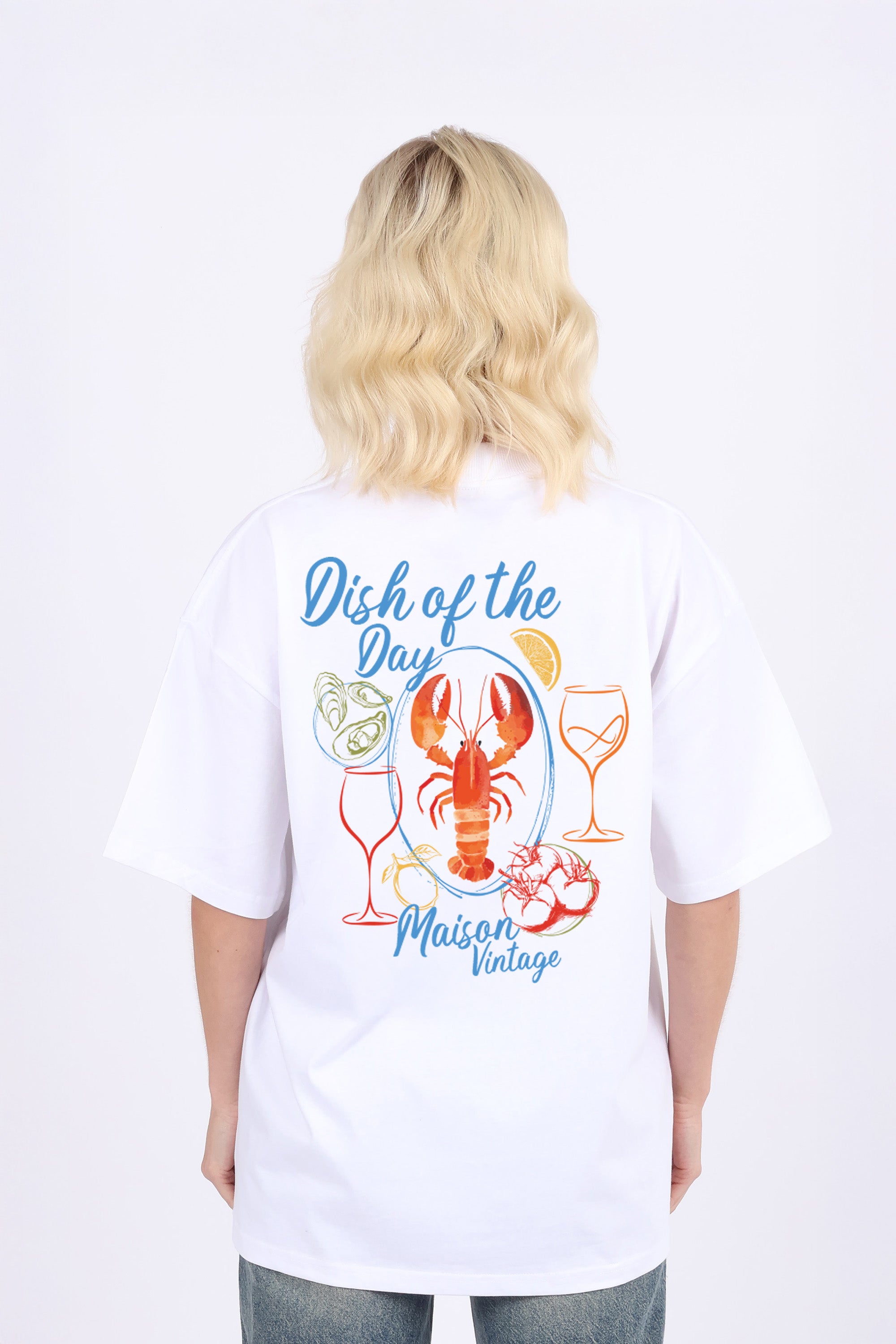 220GSM Oversized T-Shirt Maison Vintage Seafood Print (Custom Pack)