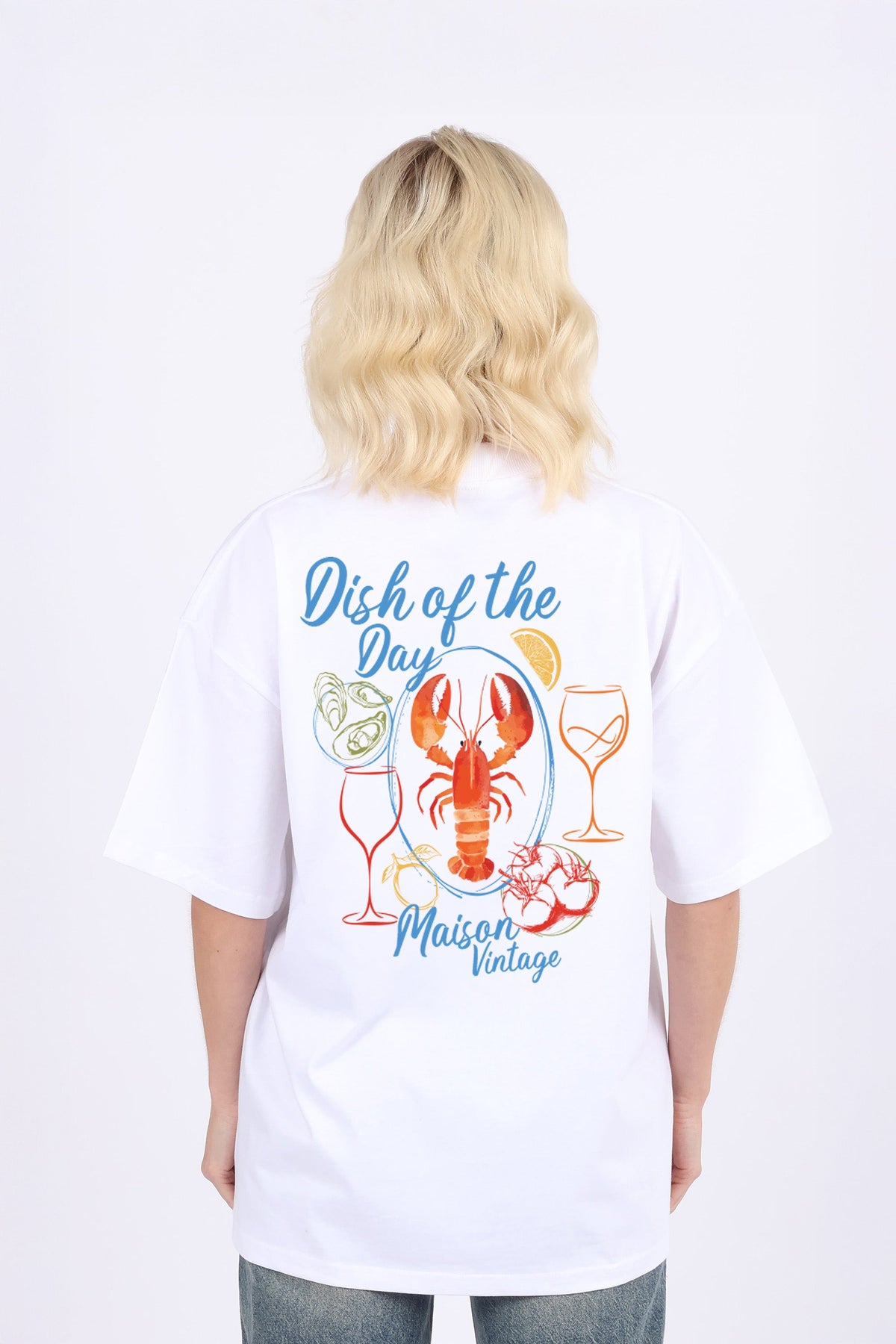 Oversized T-Shirt Maison Vintage Seafood Print