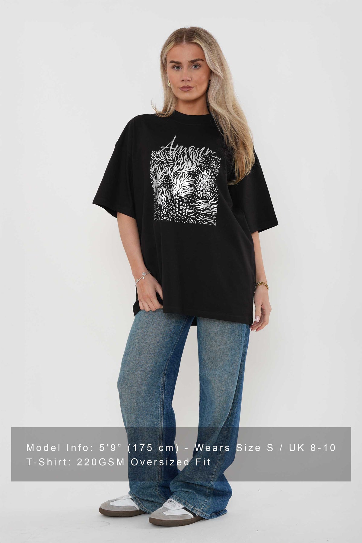 220GSM Oversized T-Shirt in Amour Foil Print
