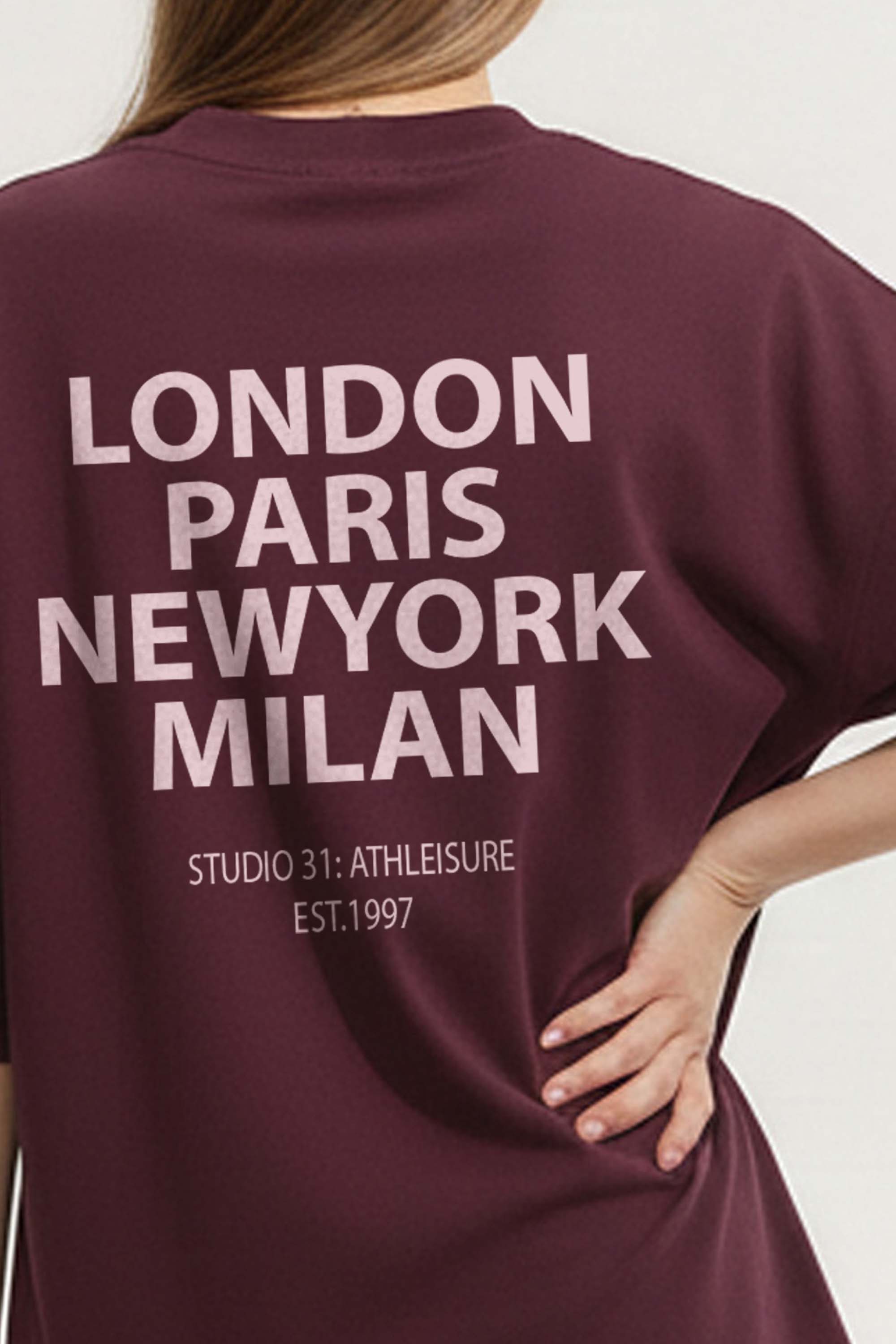 220GSM Oversized T-Shirt In Athleisure Studio Print