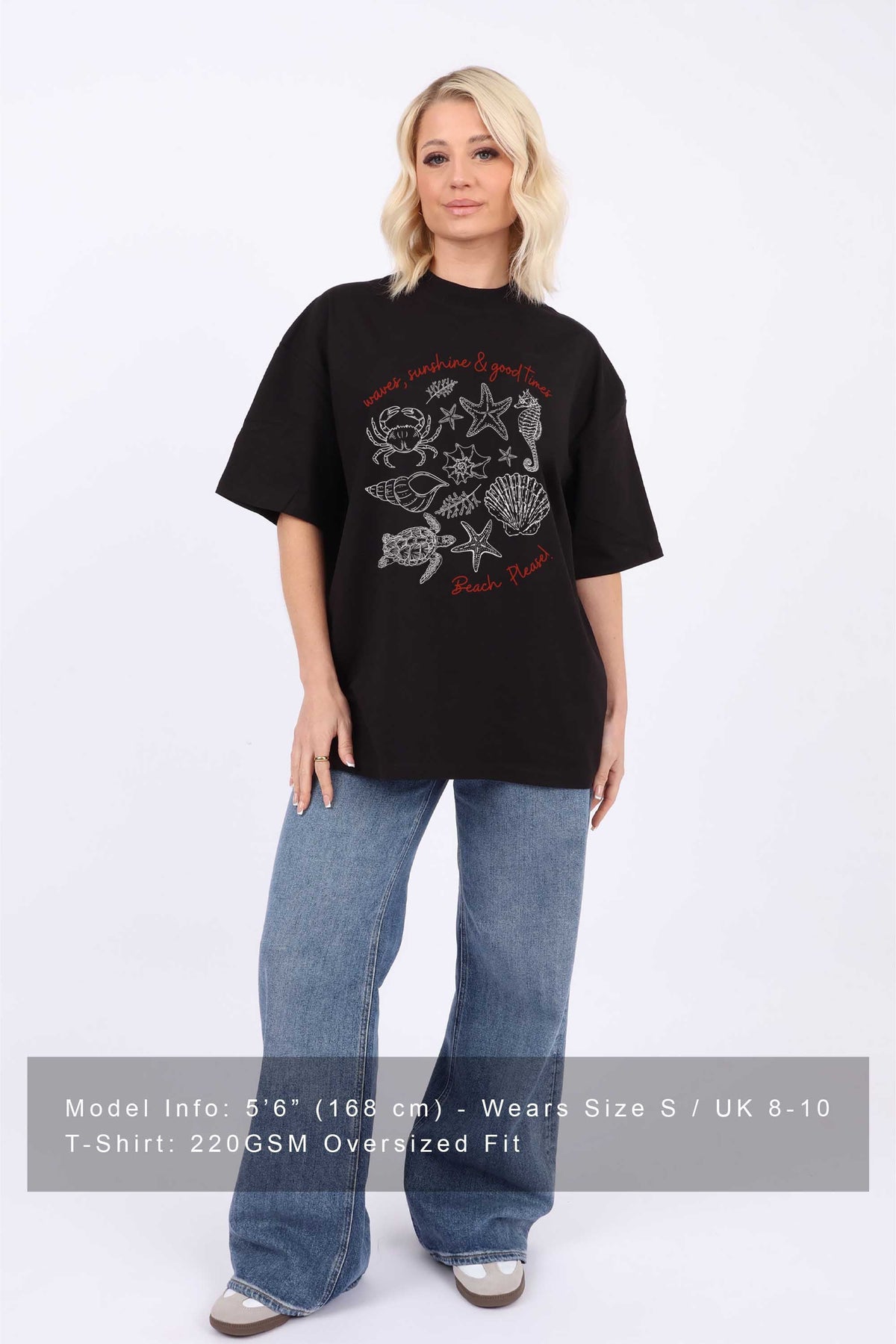 220GSM Oversized T-Shirt in Beach Please Seashell Print