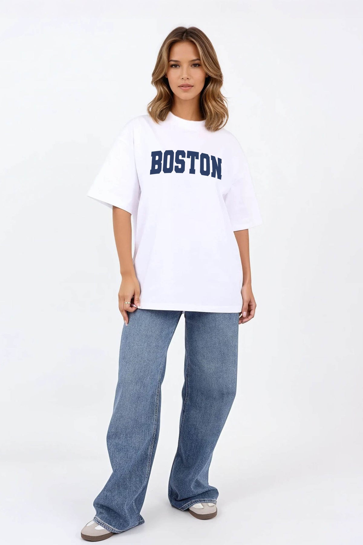 220GSM Oversized T-Shirt in Boston Graphic Print