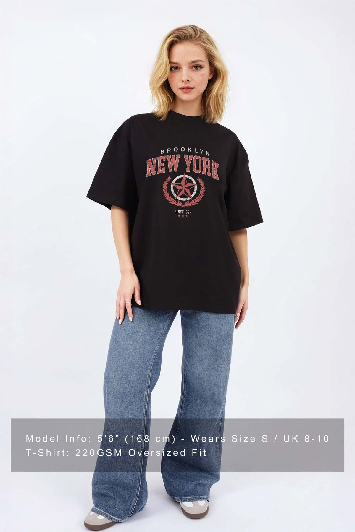 220GSM Oversized T-Shirt in Brooklyn New York Graphic Print