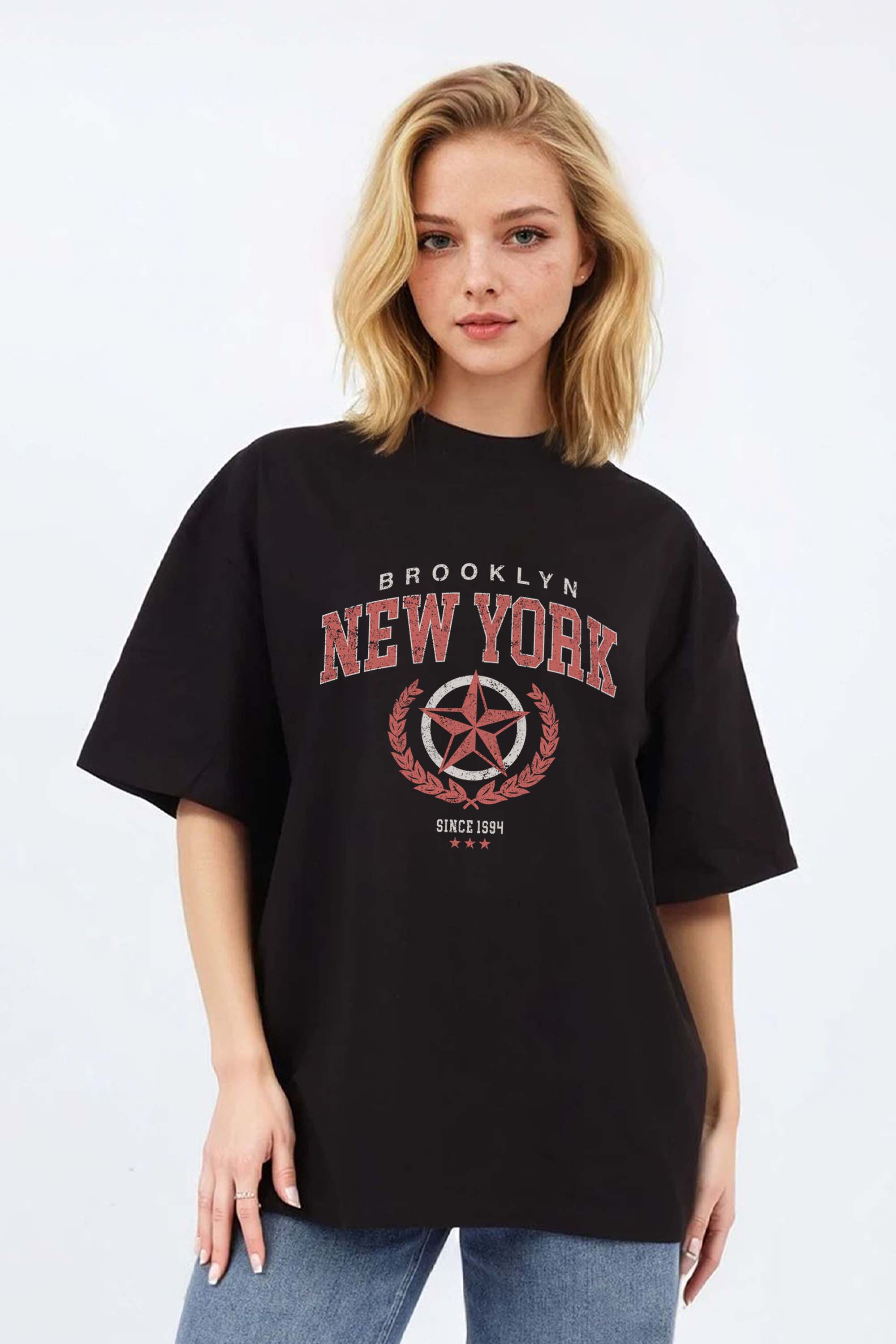 220GSM Oversized T-Shirt in Brooklyn New York Graphic Print