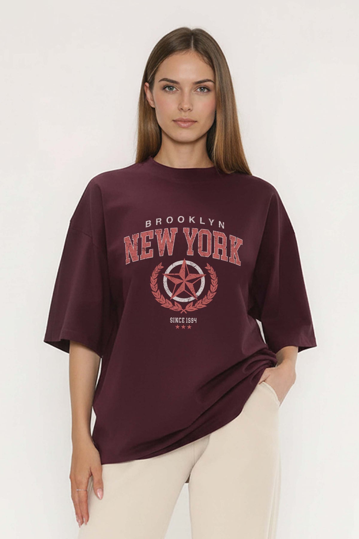 220GSM Oversized T-Shirt in Brooklyn New York Graphic Print