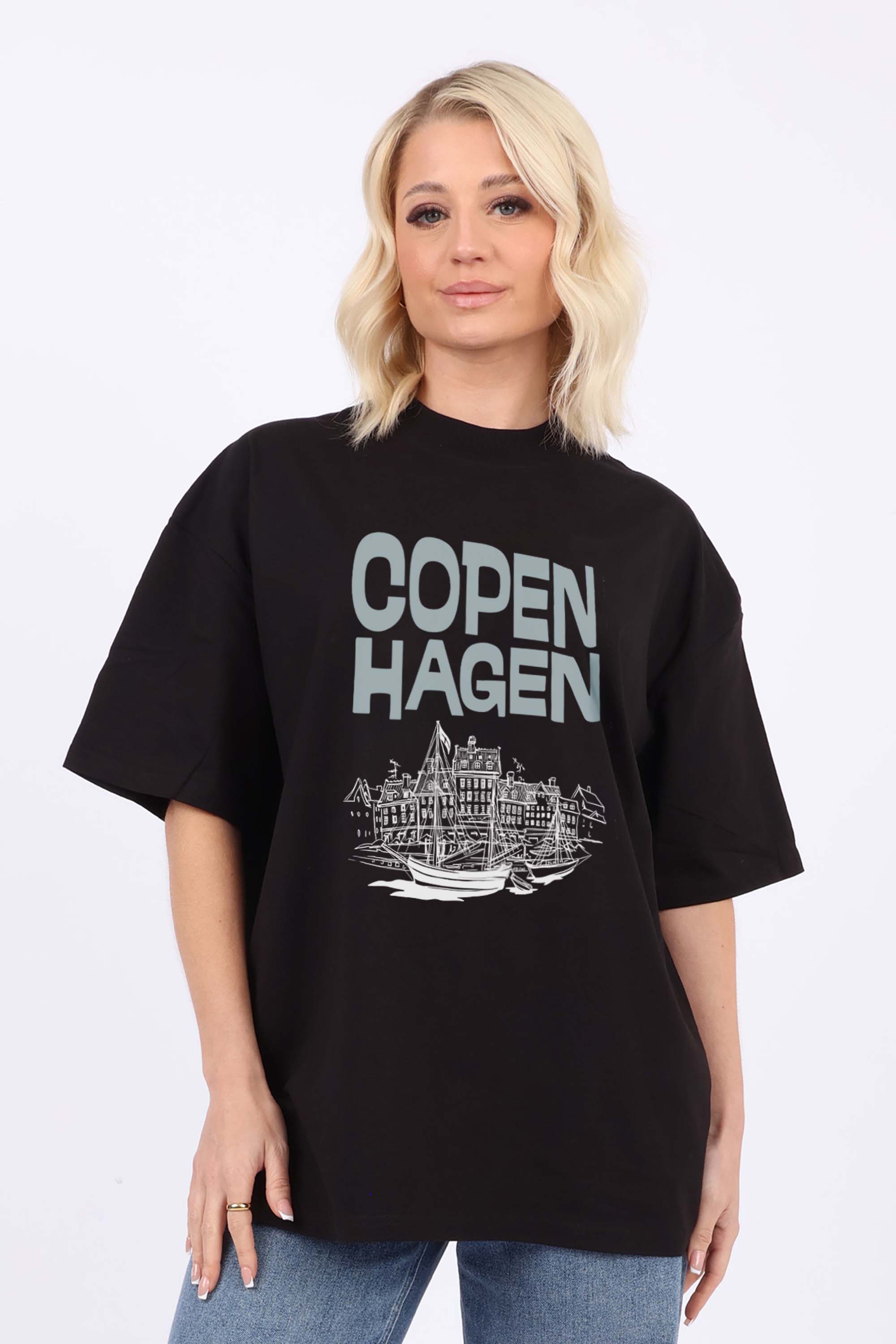 220GSM Oversized T-Shirt in Copenhagen Denmark Graphic Print