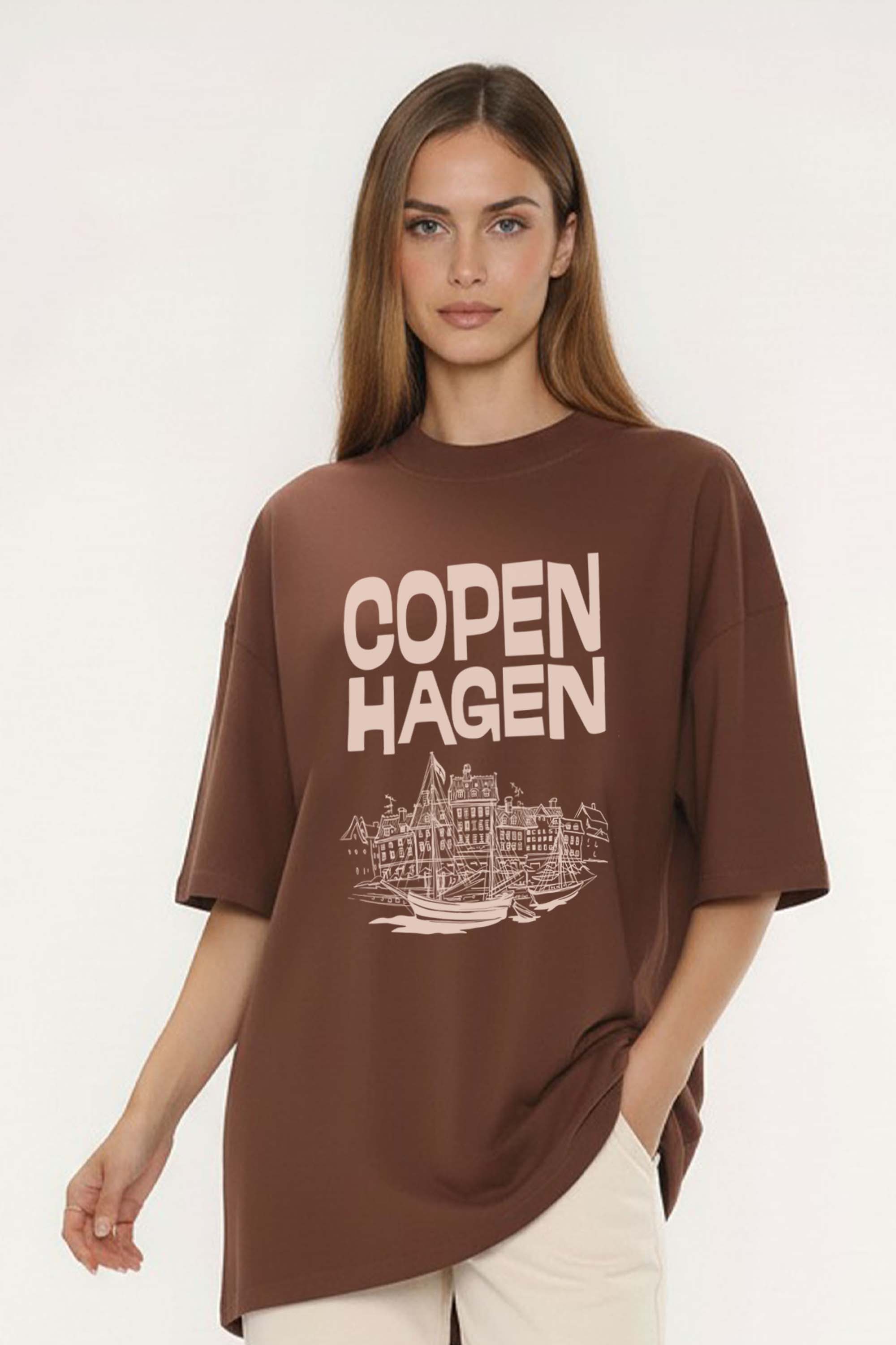 220GSM Oversized T-Shirt in Copenhagen Denmark Graphic Print