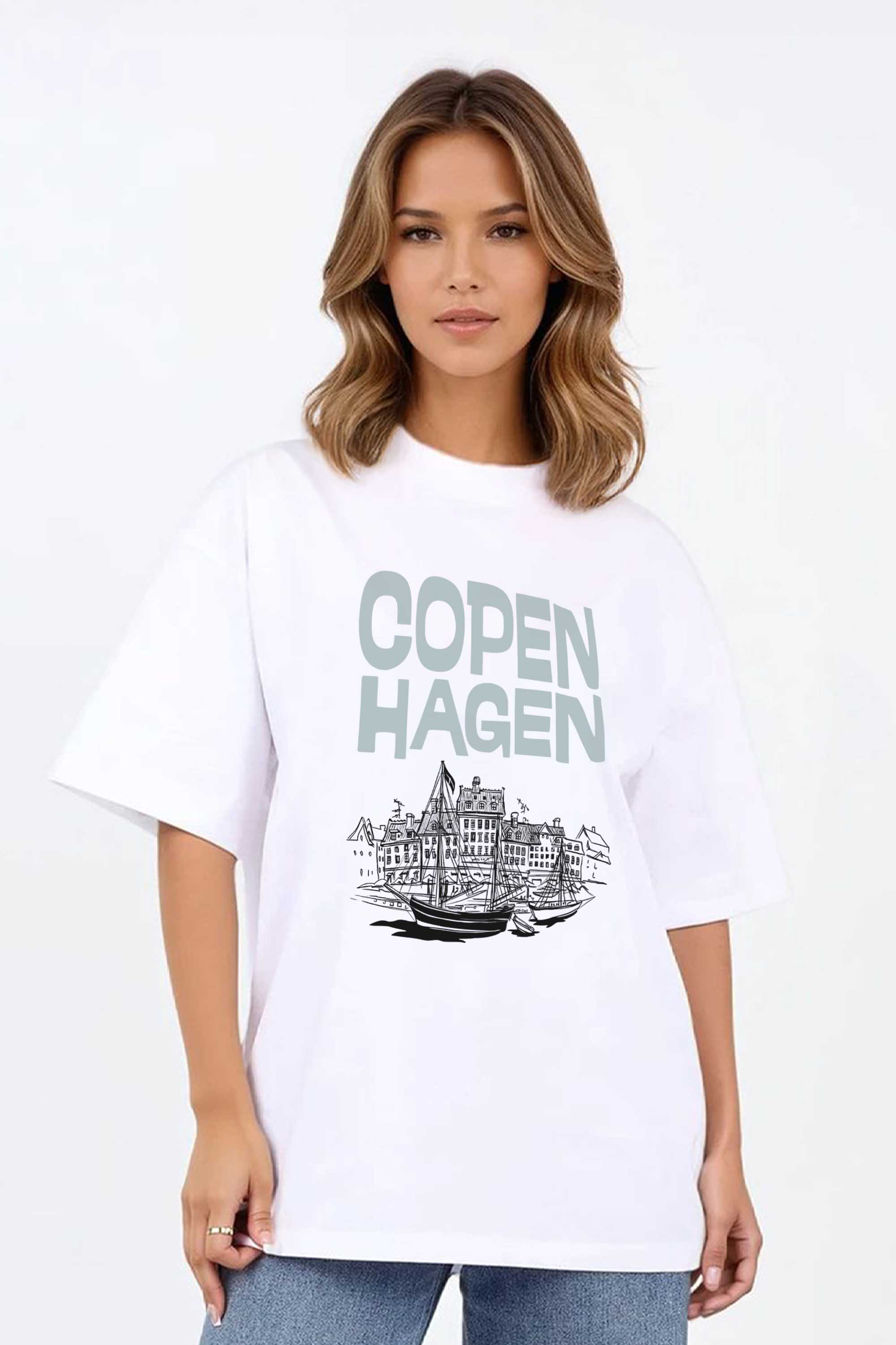 220GSM Oversized T-Shirt in Copenhagen Denmark Graphic Print