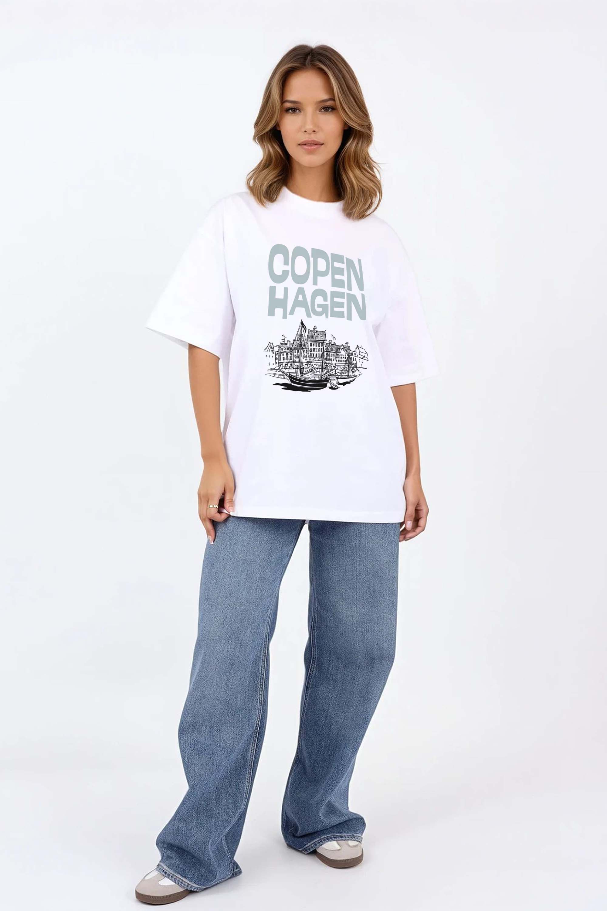 220GSM Oversized T-Shirt in Copenhagen Denmark Graphic Print