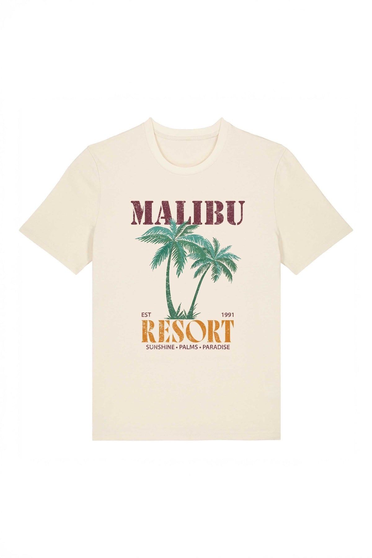 180 GSM Unisex Organic Malibu Resort Printed T-shirt