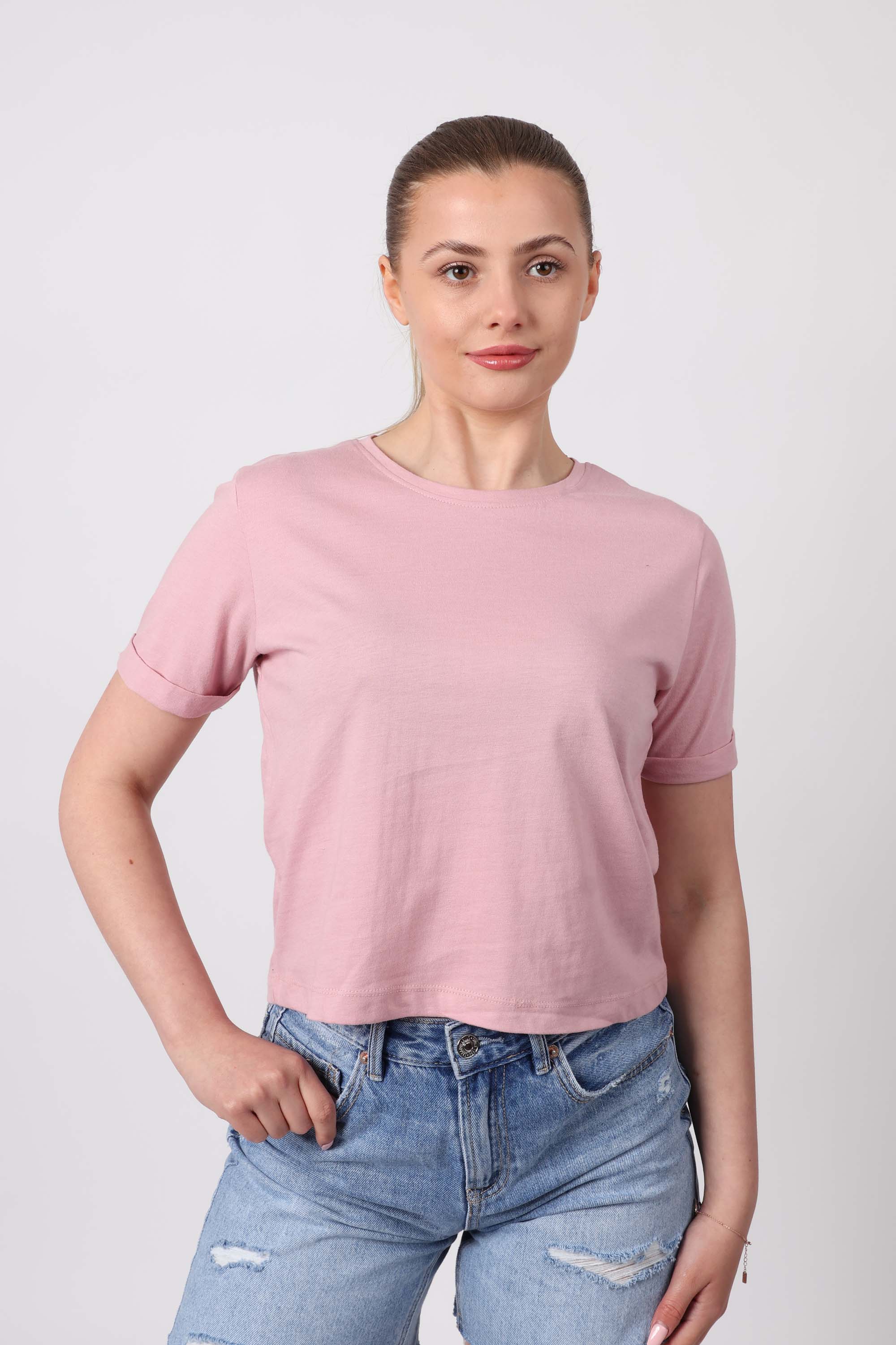 Cropped Plain T-Shirt (Pack Of 6)