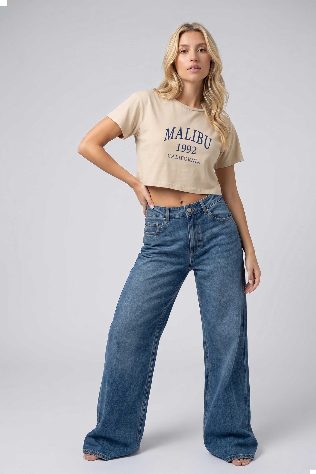 Cropped T-shirt in Malibu Print