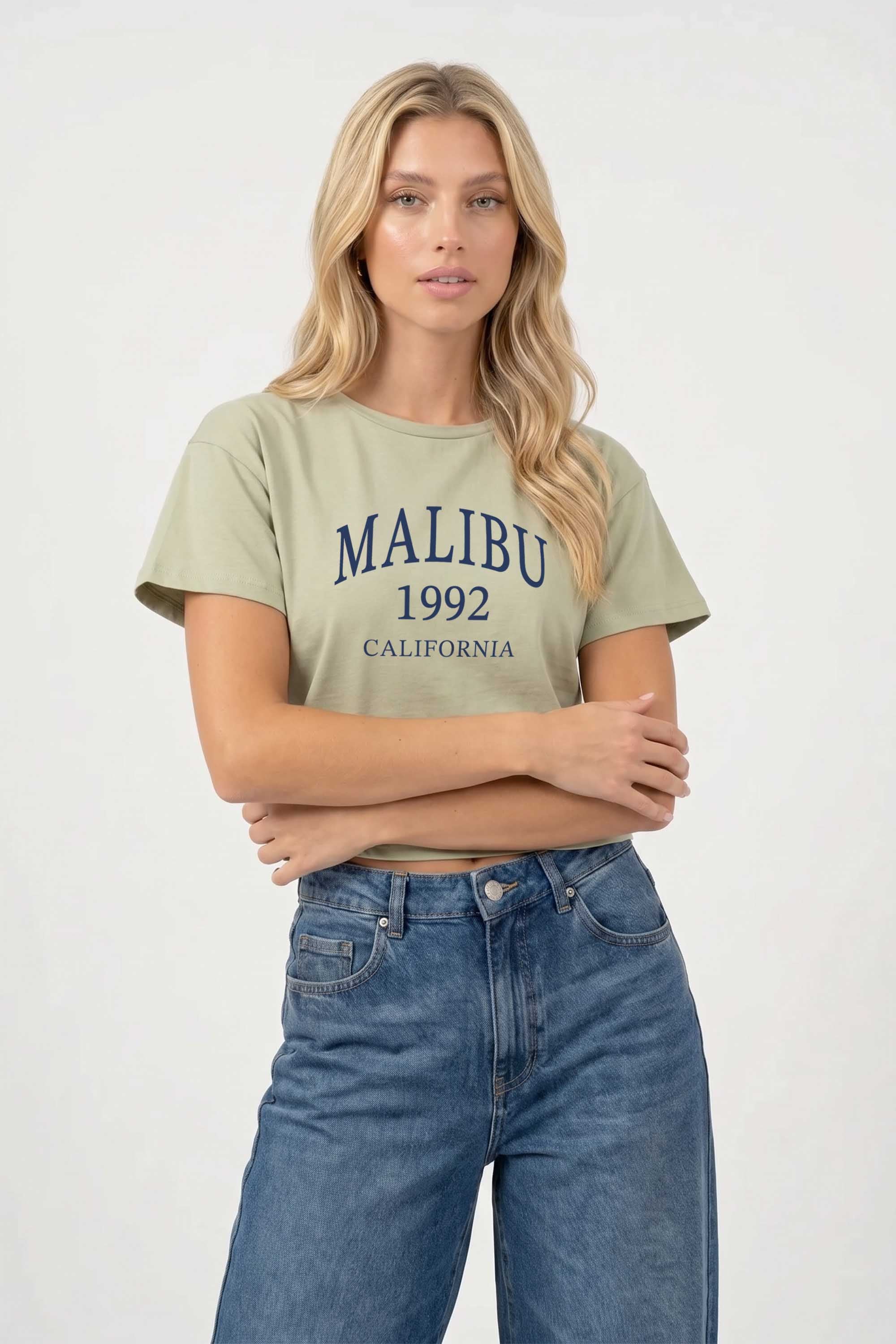 Cropped T-shirt in Malibu Print