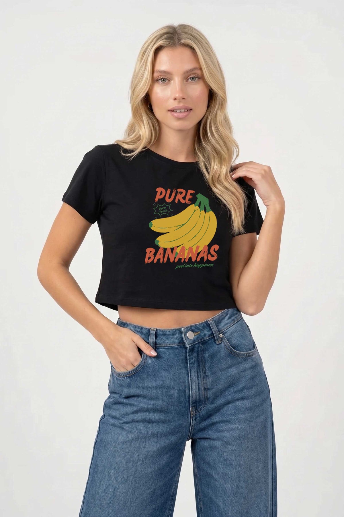 Cropped T-shirt in Pure Bananas Print