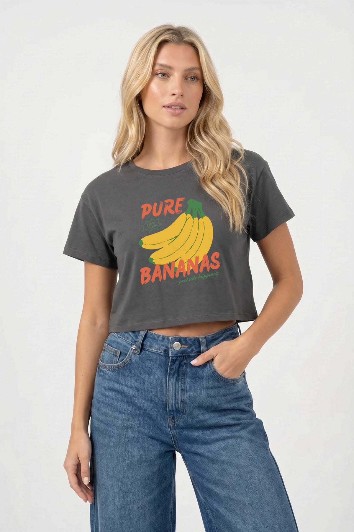 Cropped T-shirt in Pure Bananas Print