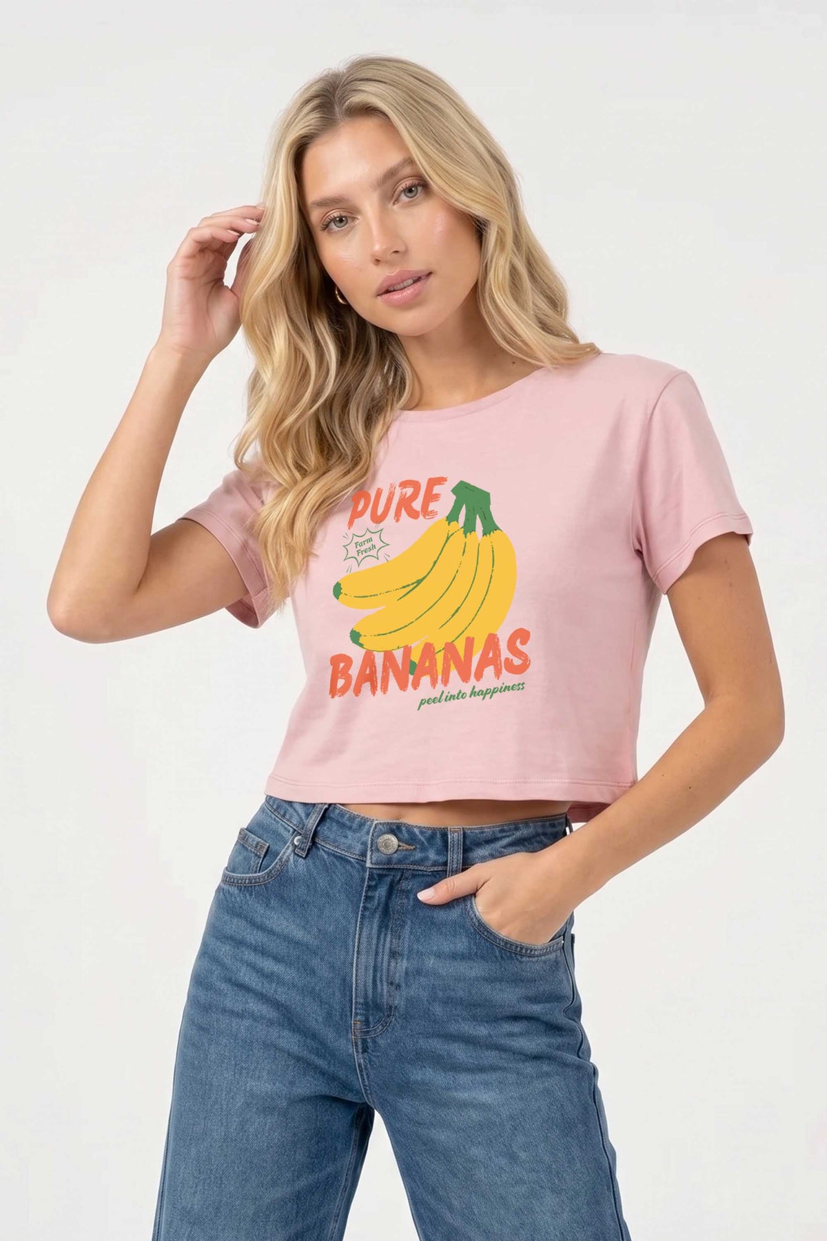 Cropped T-shirt in Pure Bananas Print