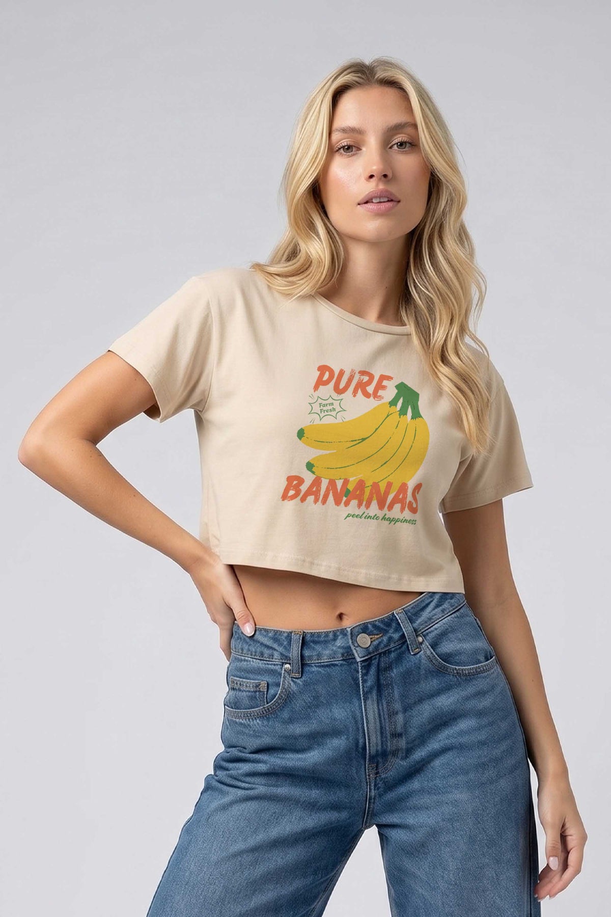 Cropped T-shirt in Pure Bananas Print