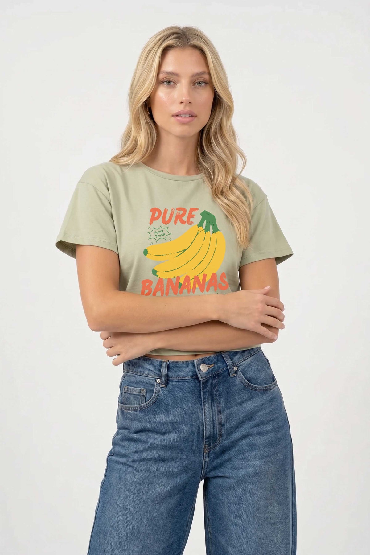 Cropped T-shirt in Pure Bananas Print