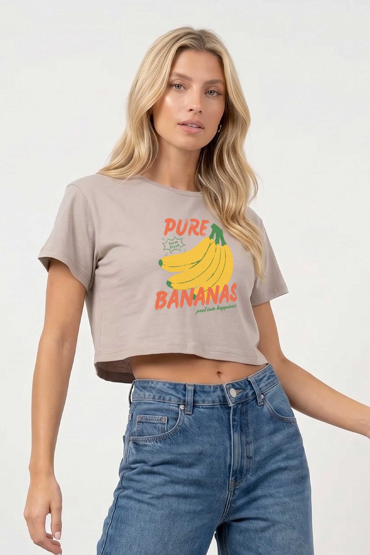 Cropped T-shirt in Pure Bananas Print