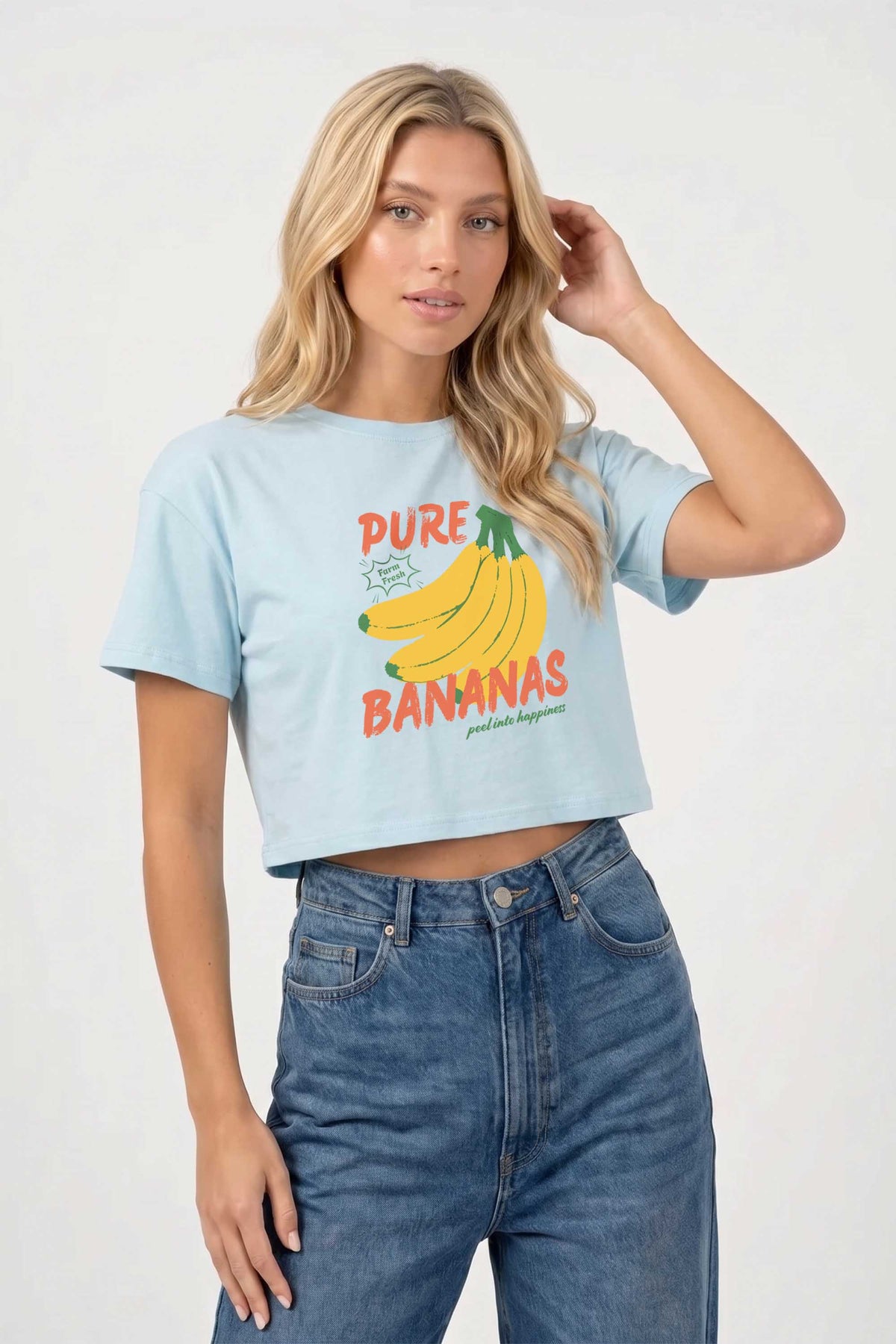Cropped T-shirt in Pure Bananas Print