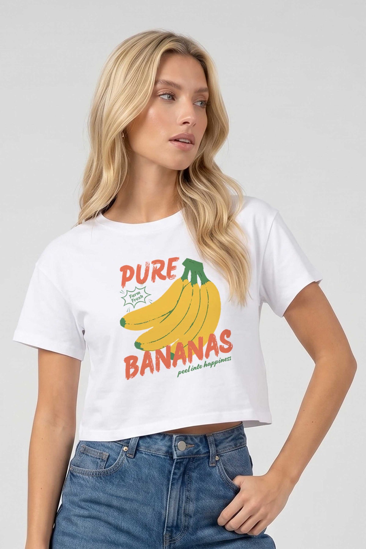 Cropped T-shirt in Pure Bananas Print