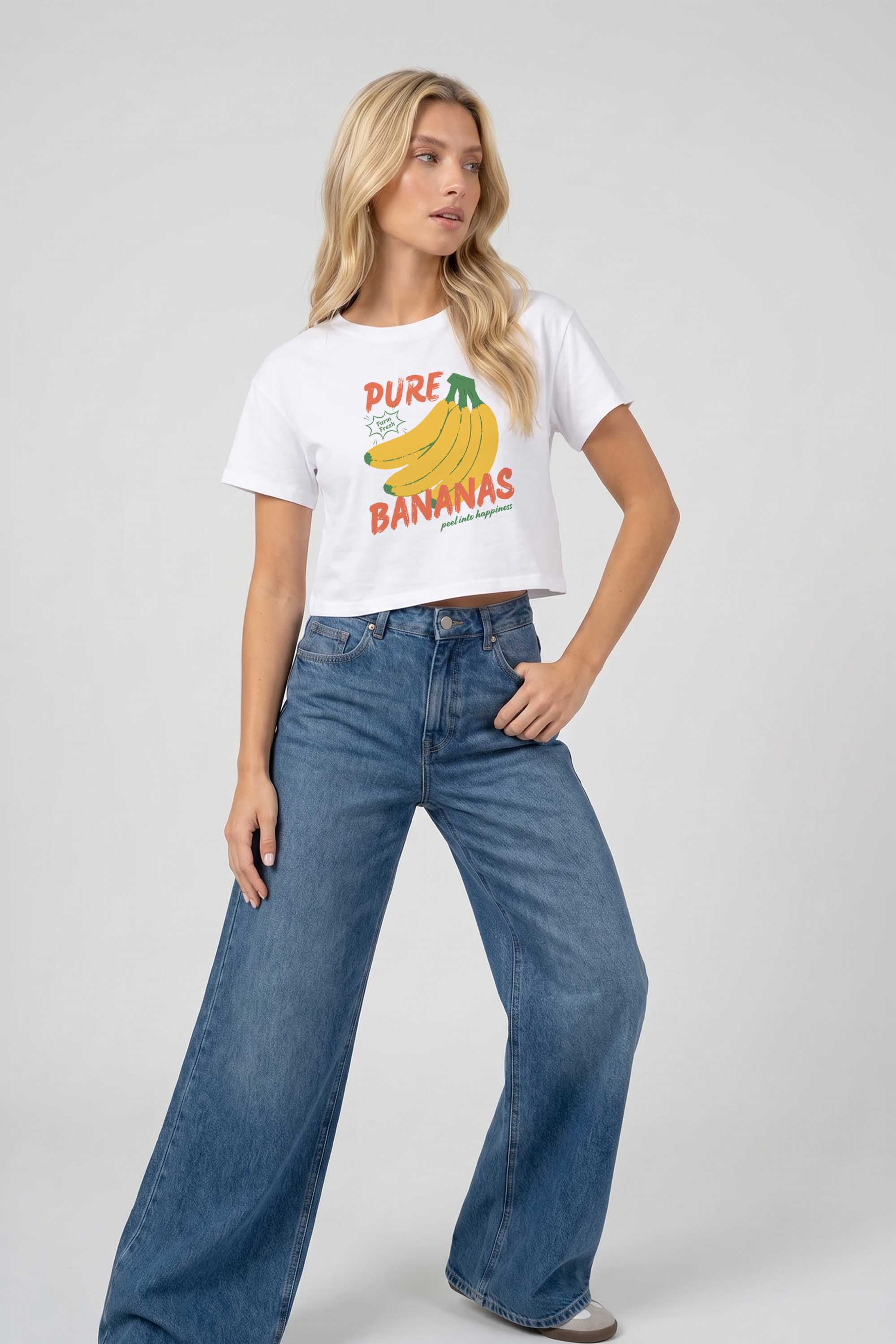 Cropped T-shirt in Pure Bananas Print