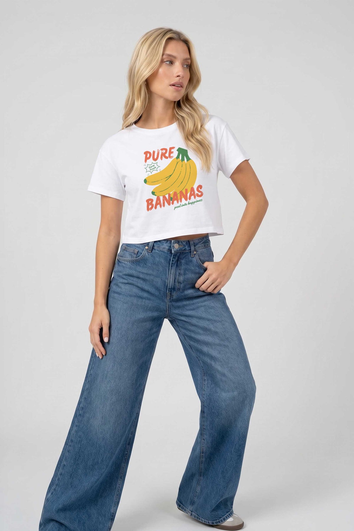 Cropped T-shirt in Pure Bananas Print