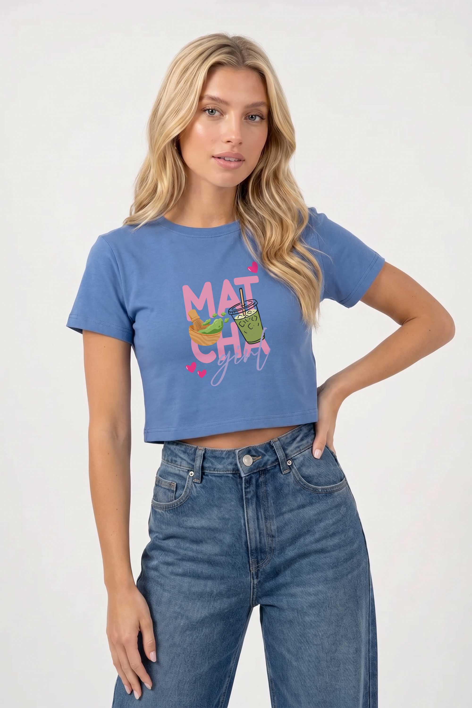 Cropped T-shirt in Matcha Girl Print