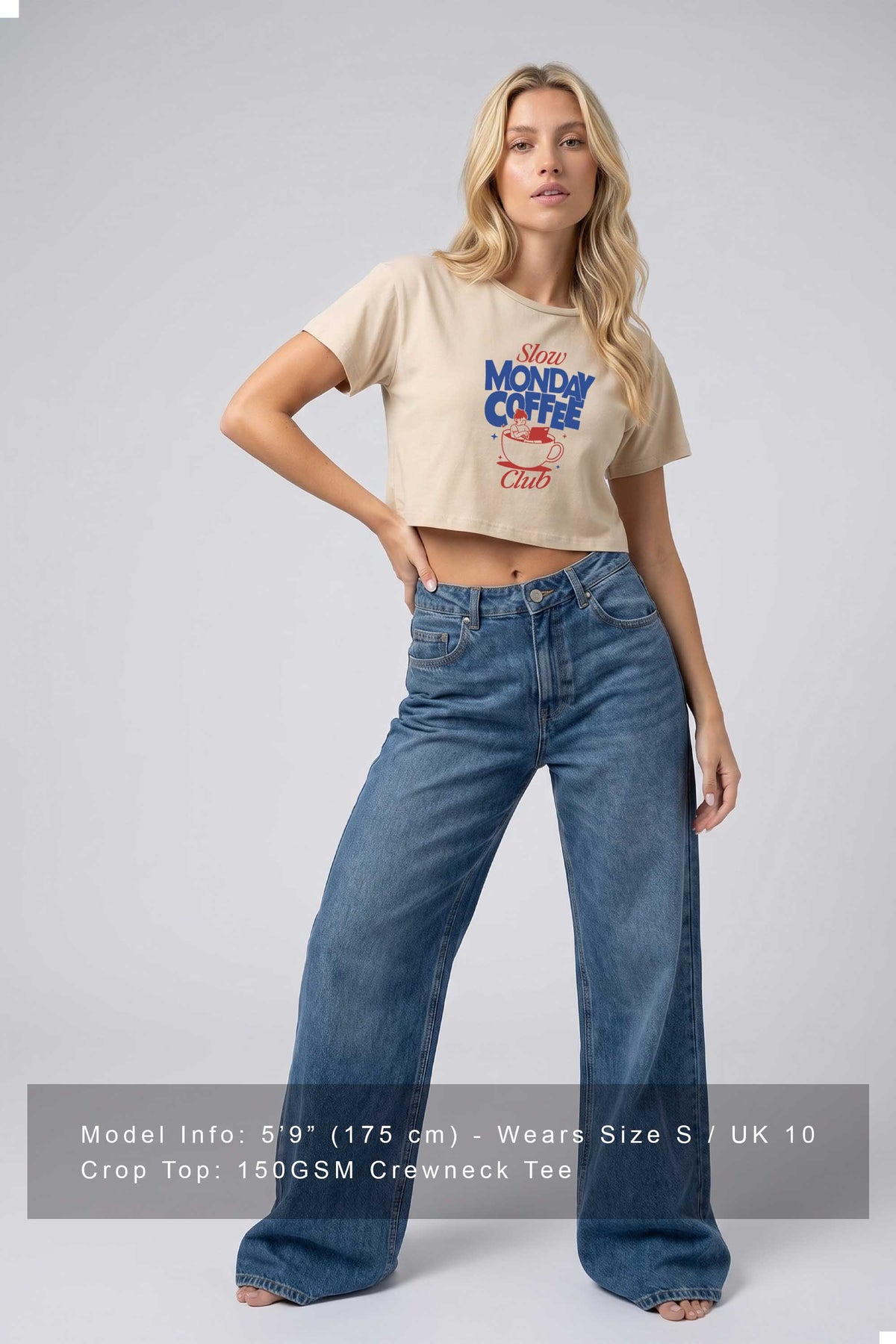 Cropped T-shirt in Slow Monday Coffee Club Print
