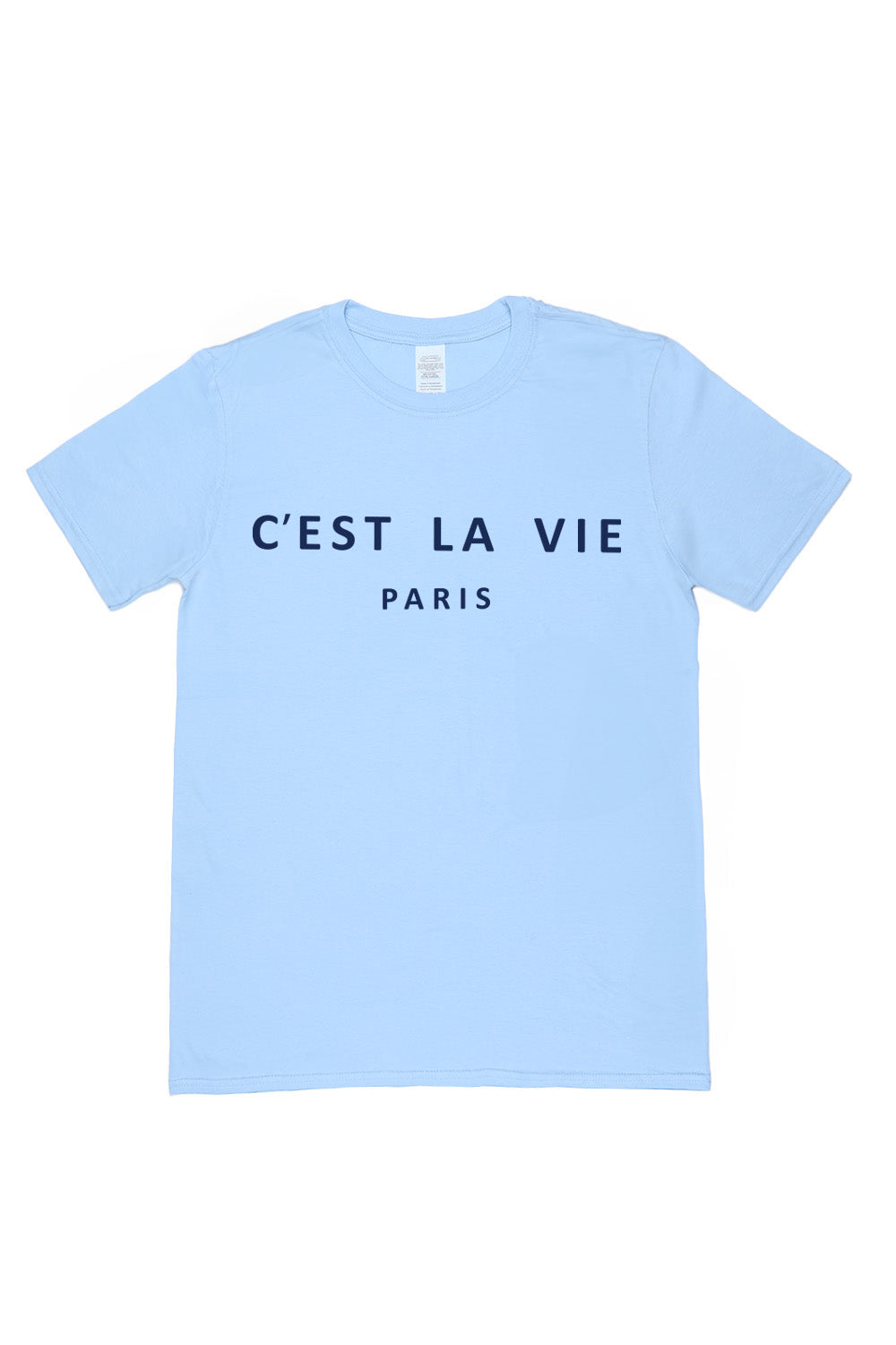 C'est La Vie Paris Slogan T-Shirt In Light Blue (Custom Pack)