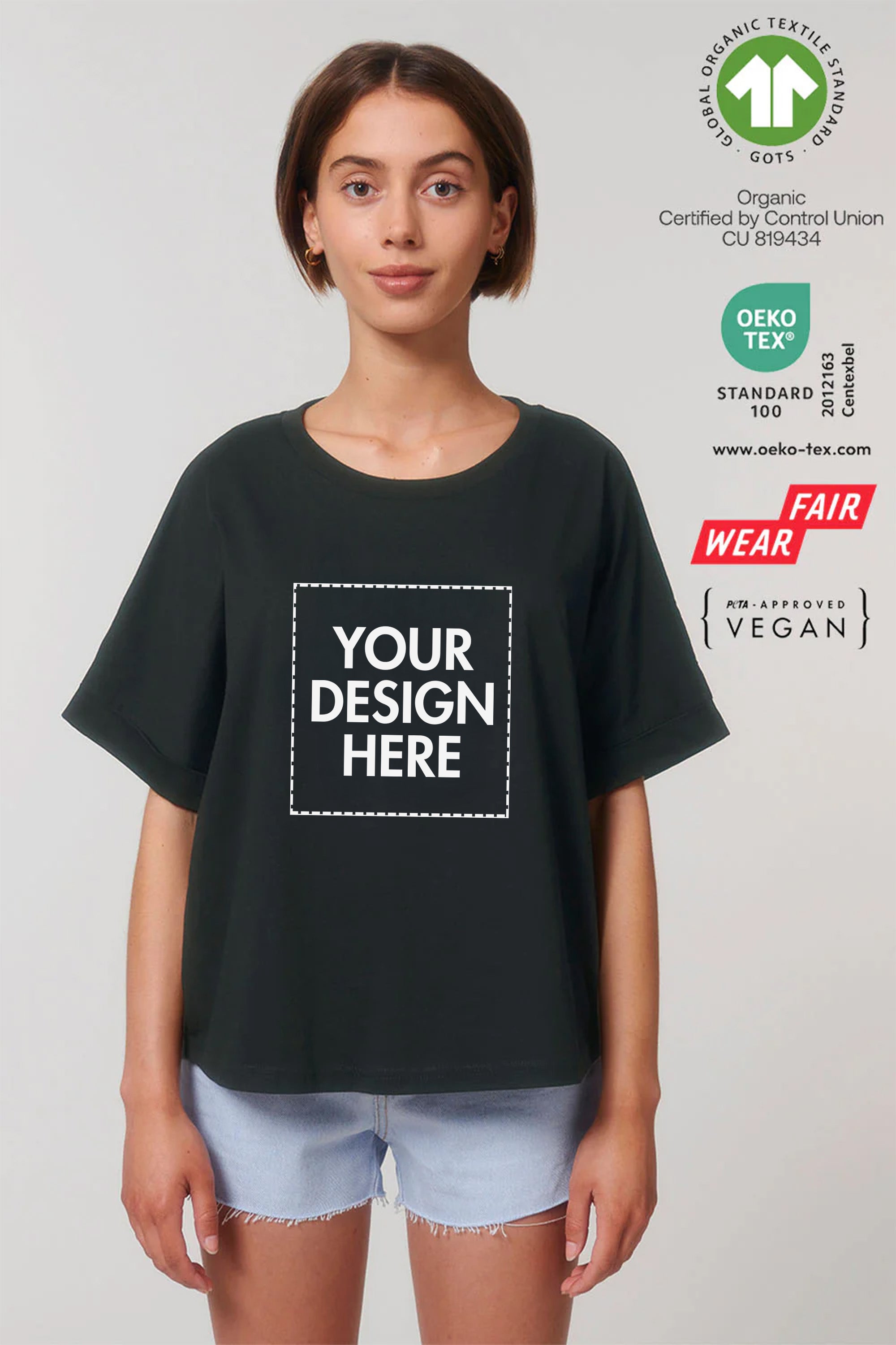 Organic Oversized Women’s Dolman Sleeve Custom-Printed T-Shirt