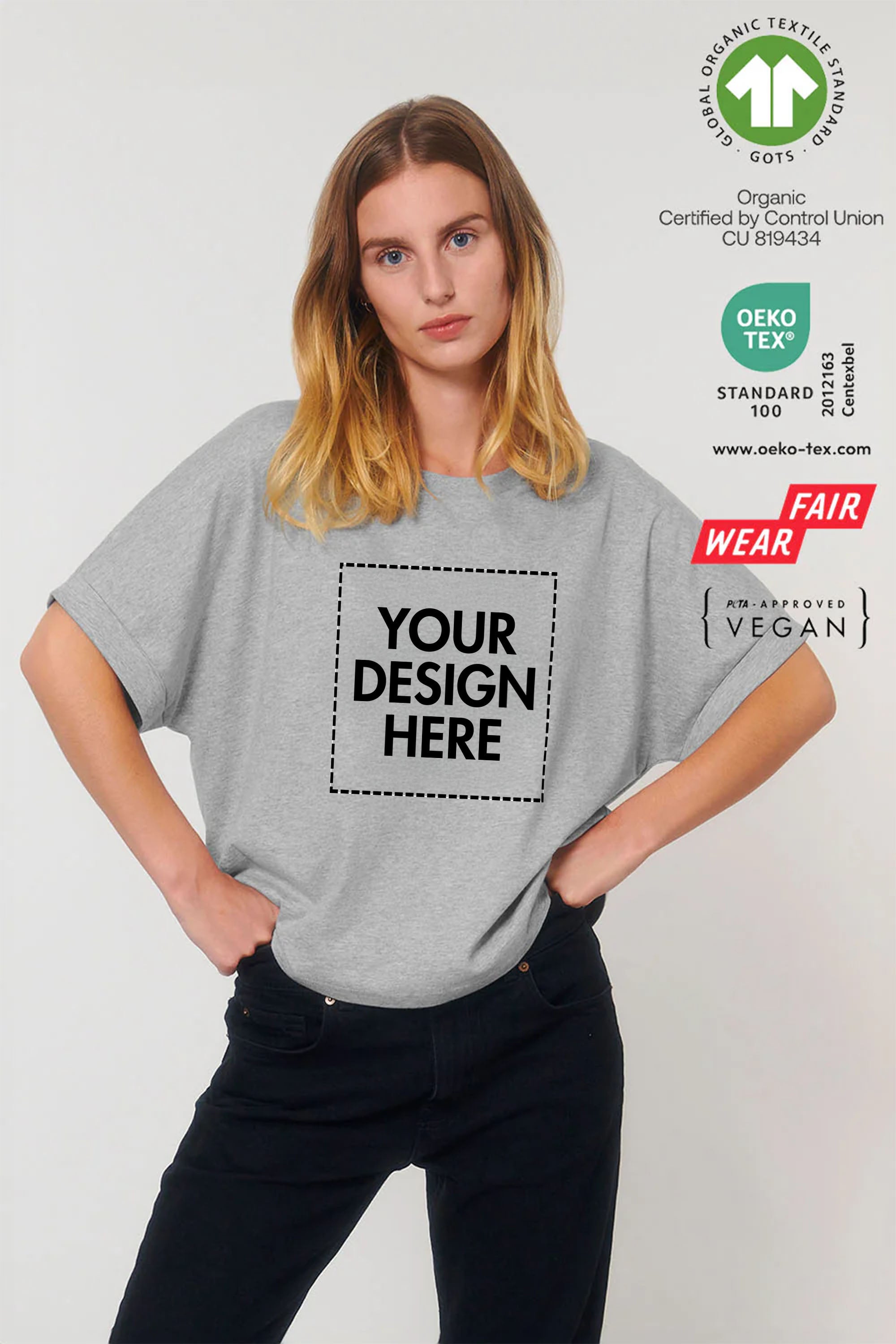 Organic Oversized Women’s Dolman Sleeve Custom-Printed T-Shirt