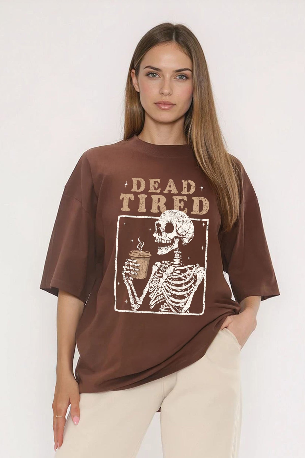 220GSM Oversize T-Shirt in Dead Tired Print