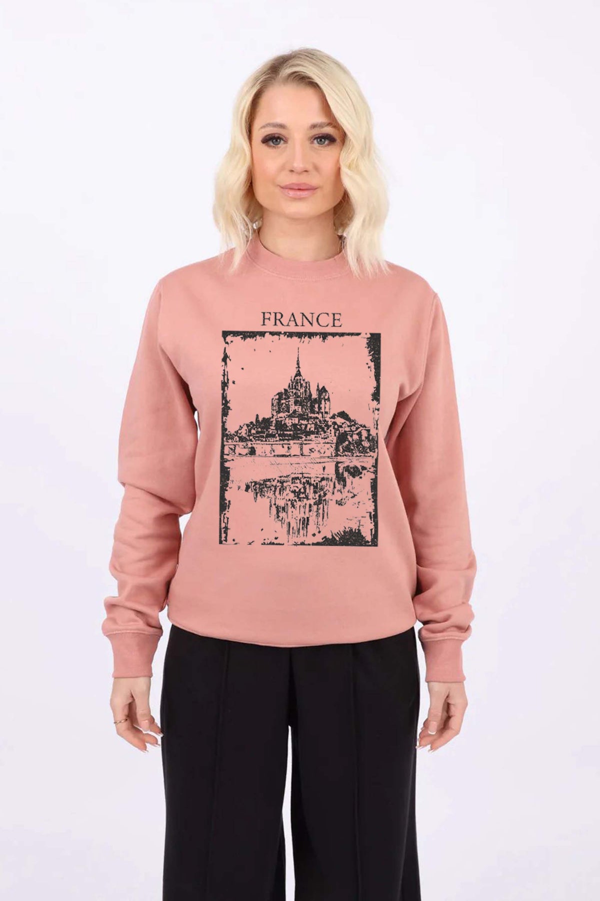 Women Crew Neck France Vintage Printed Sweatshirt (Pack of 6)