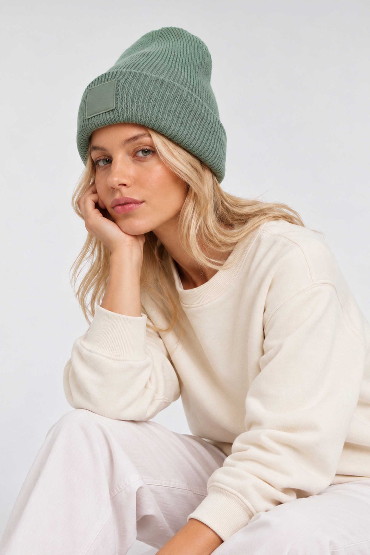 Deep-Cuffed Tonal Patch Beanie