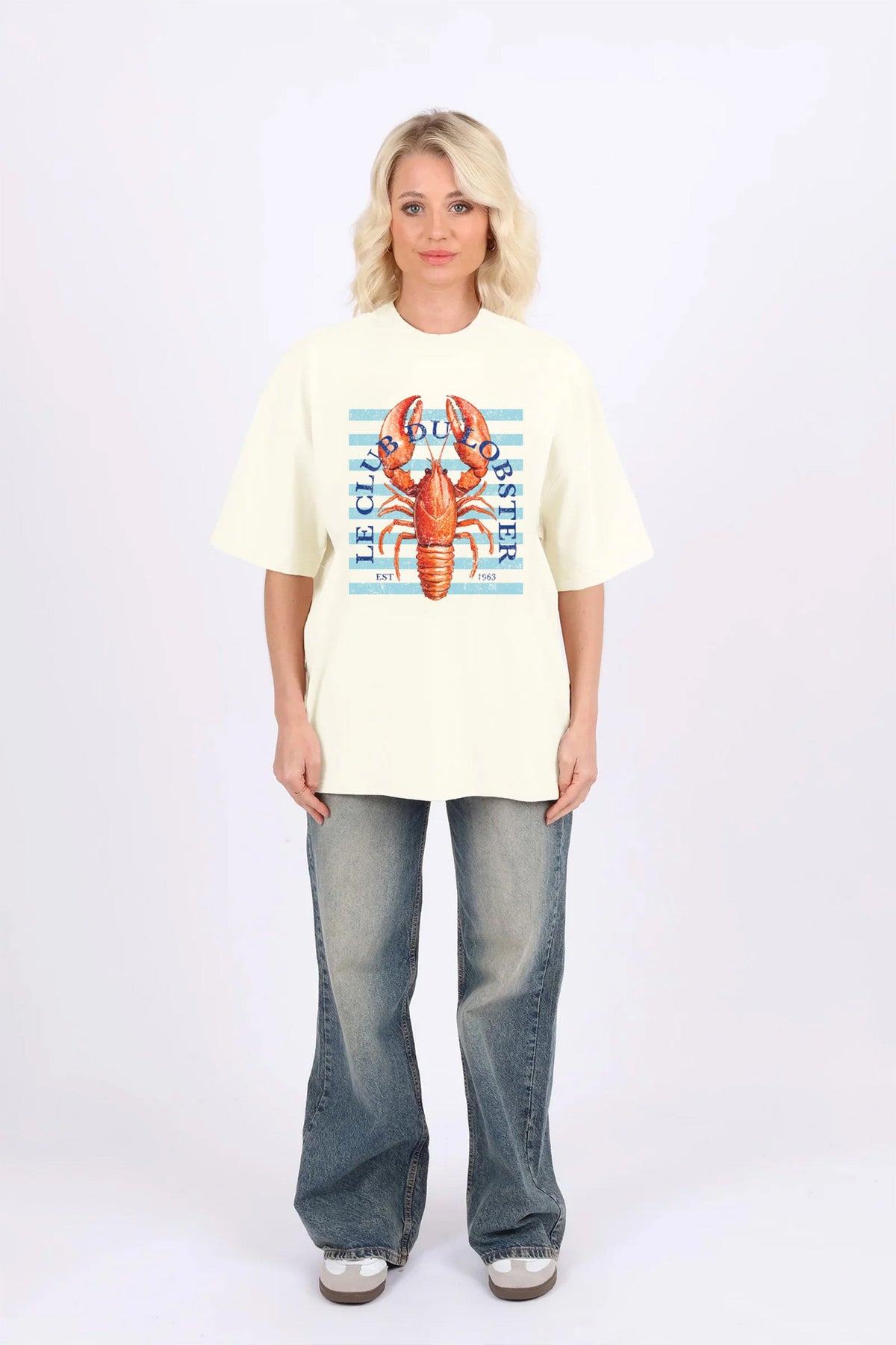 220GSM Oversized T-Shirt In Le Club Du Lobster Seafood Print