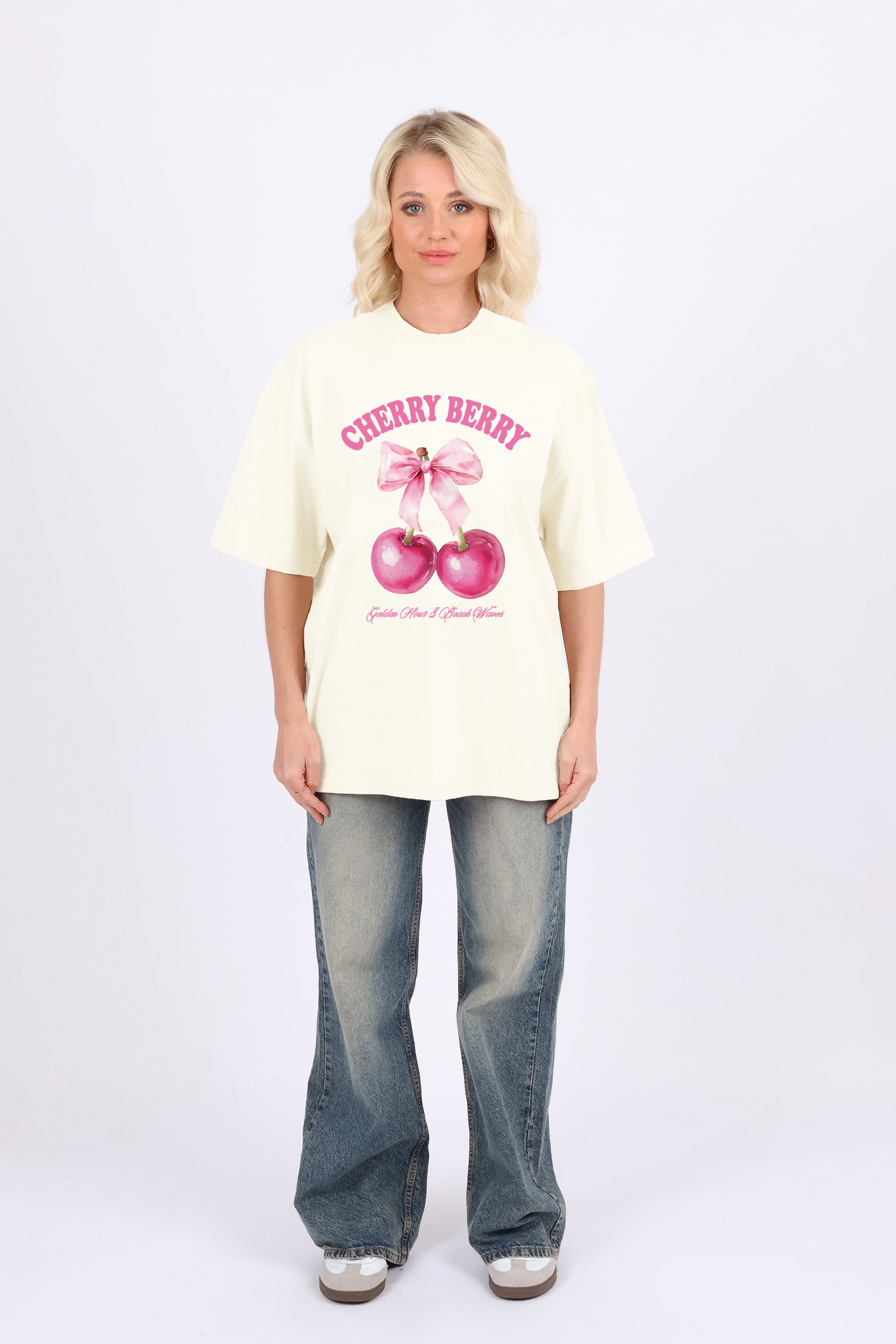 220GSM Oversized T-Shirt In Cherry Berry Print (Custom Pack)