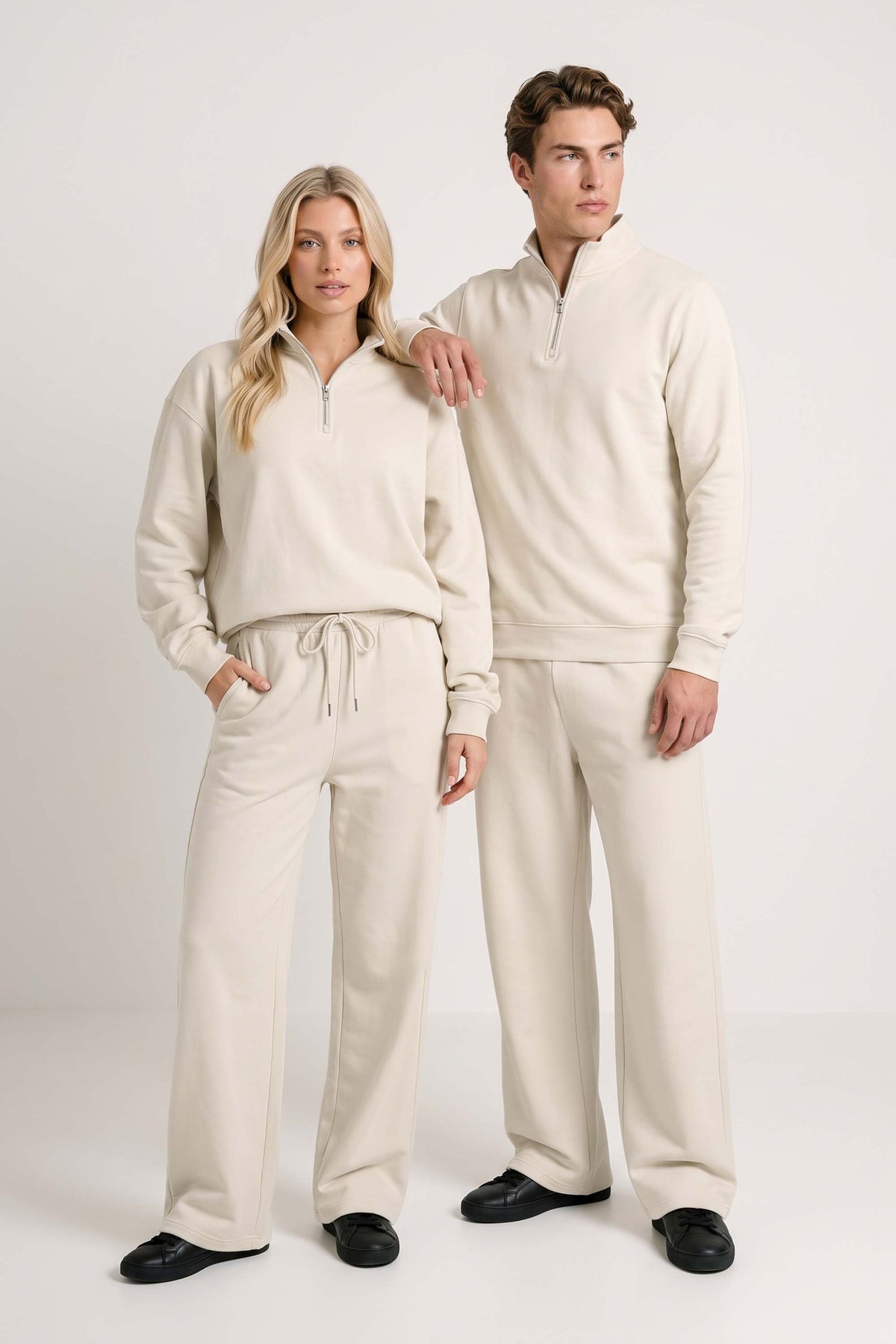 Unisex Core 280GSM Regular Fit 1/4 Zip Sweat with wide leg jogger