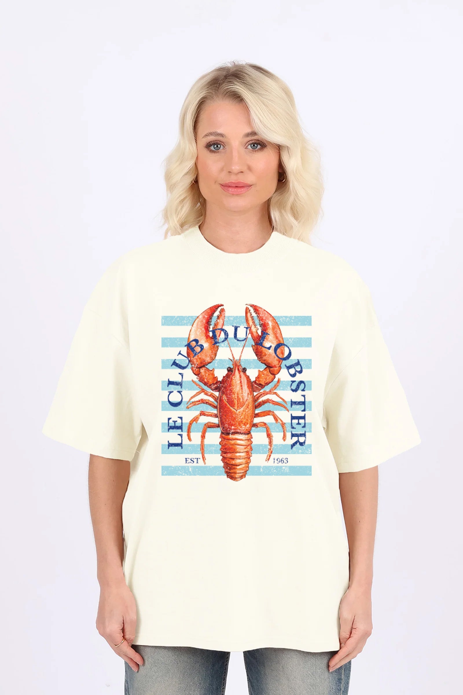 220GSM Oversized T-Shirt In Le Club Du Lobster Seafood Print