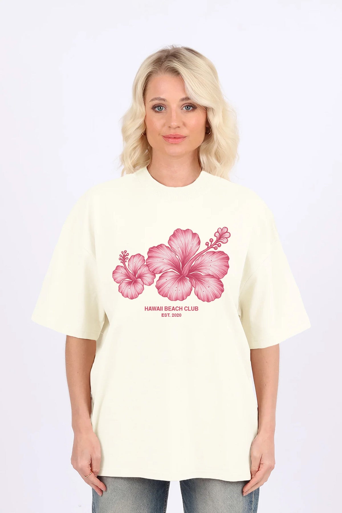 220GSM Oversized T-Shirt In Hawaii Beach Club Print