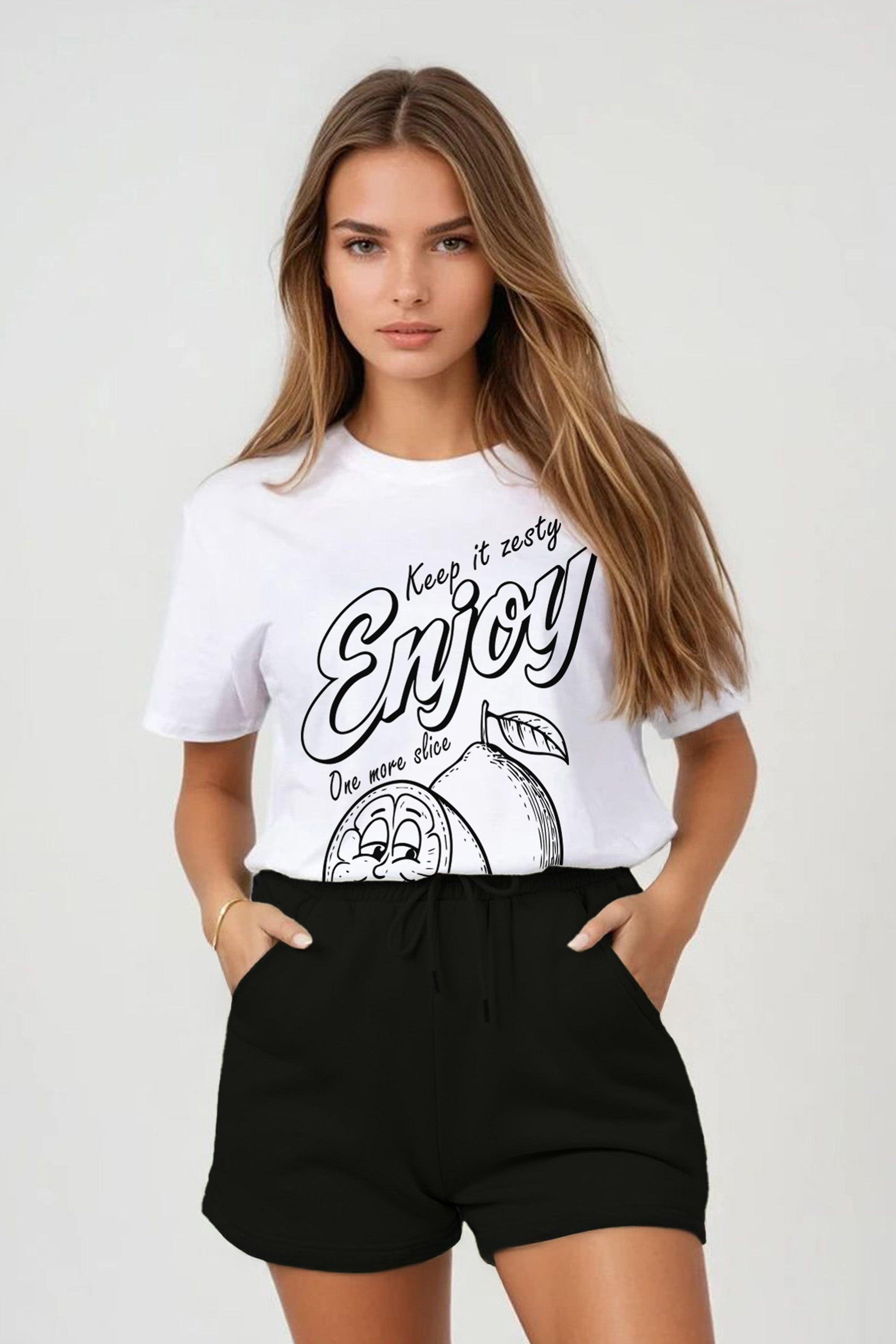 Regular Fit T-Shirt & Short Set In Enjoy Zesty Lemon Print (Pack of 4 Sets)