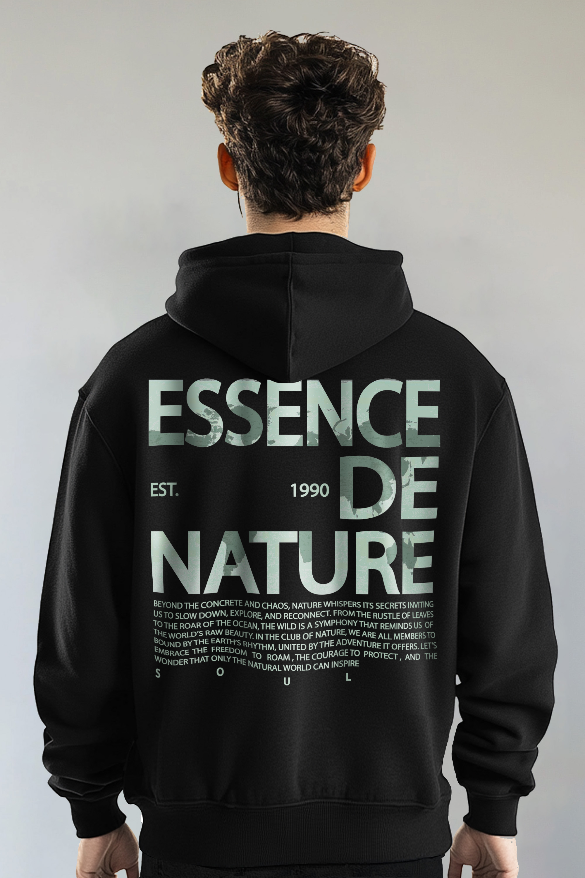 Mens Essence De Nature Printed Oversized Hoodie
