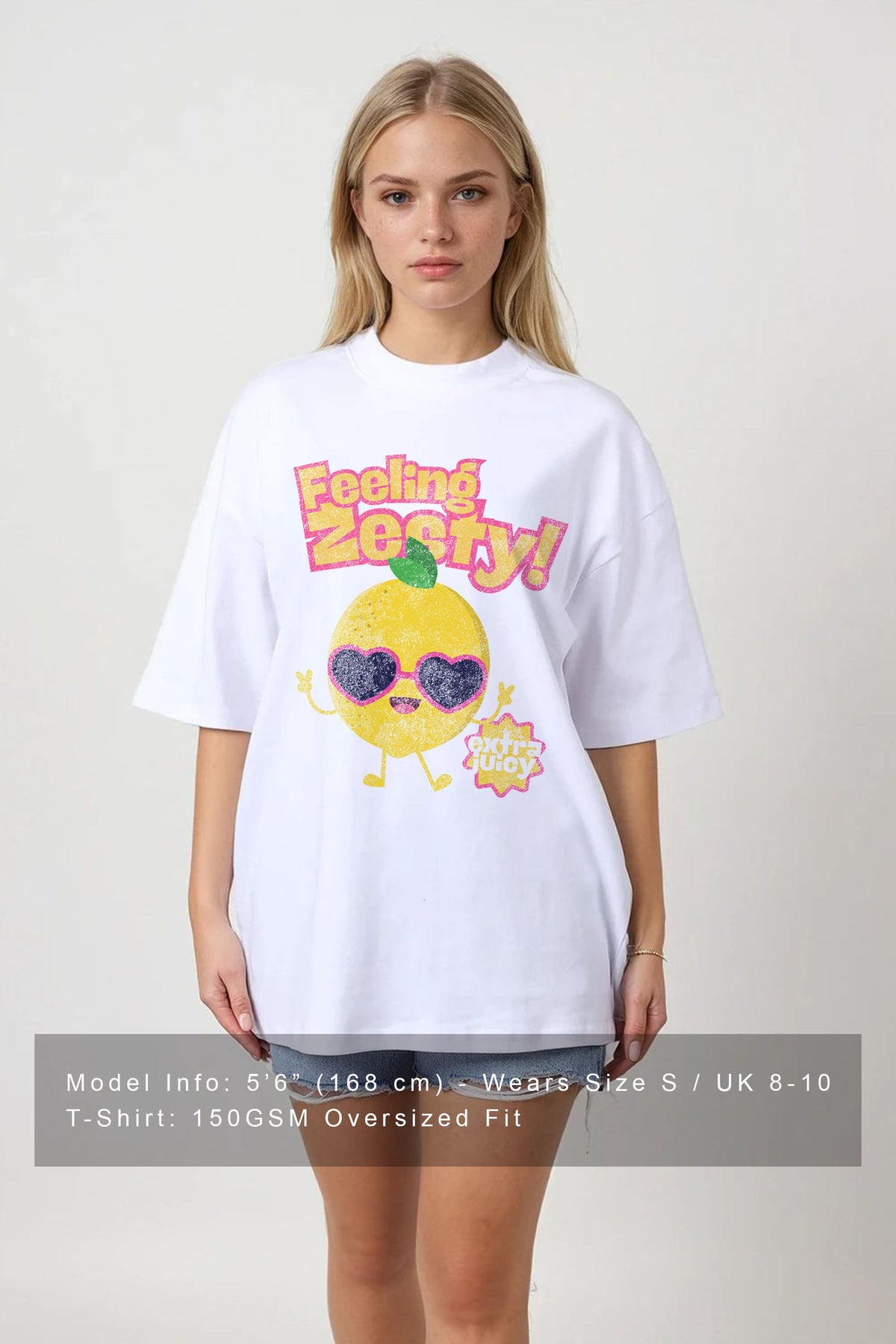 150GSM Oversized T-Shirt in Zesty Lemon Distressed Print