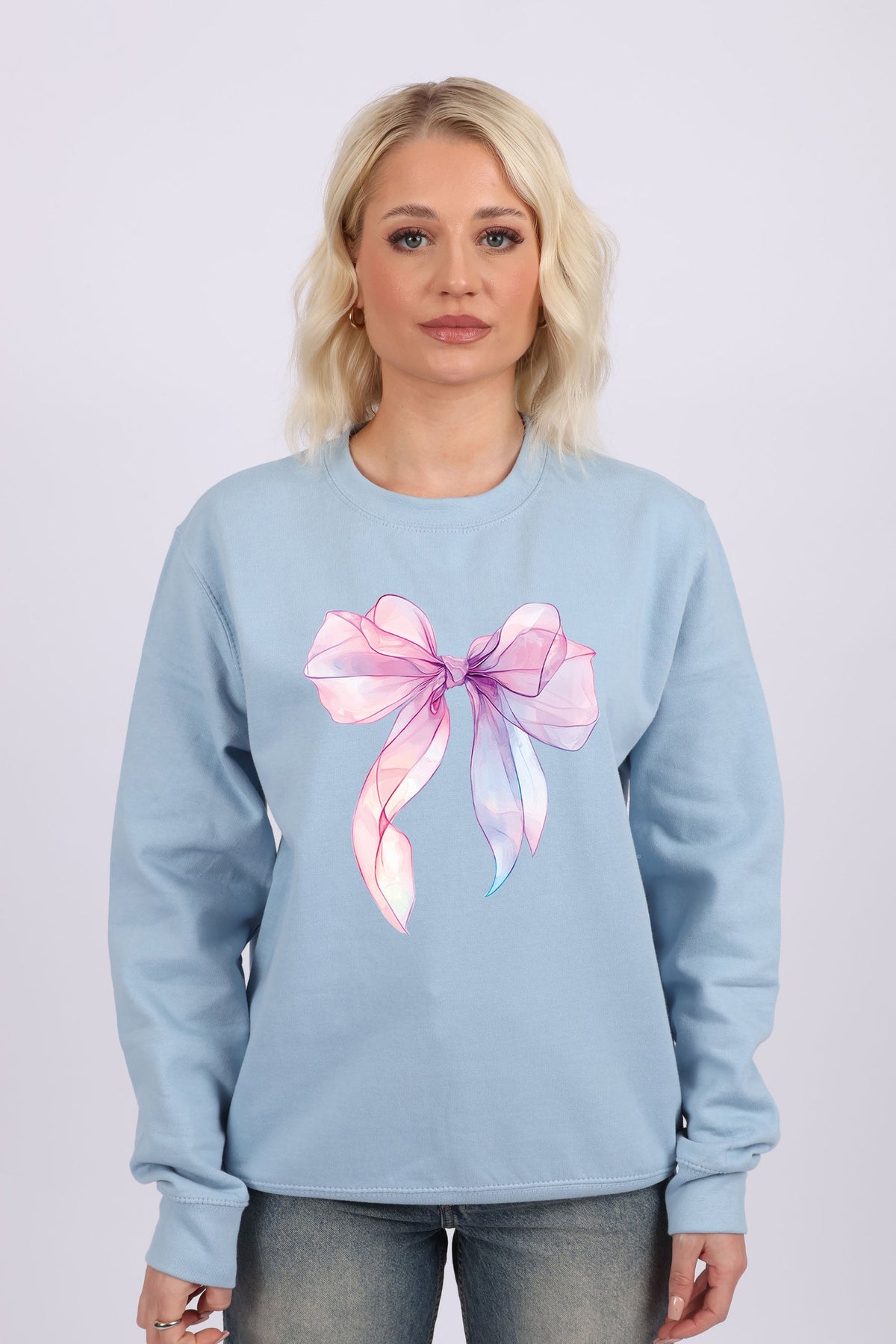 Multi Color Translucent Bow Printed Sweatshirt