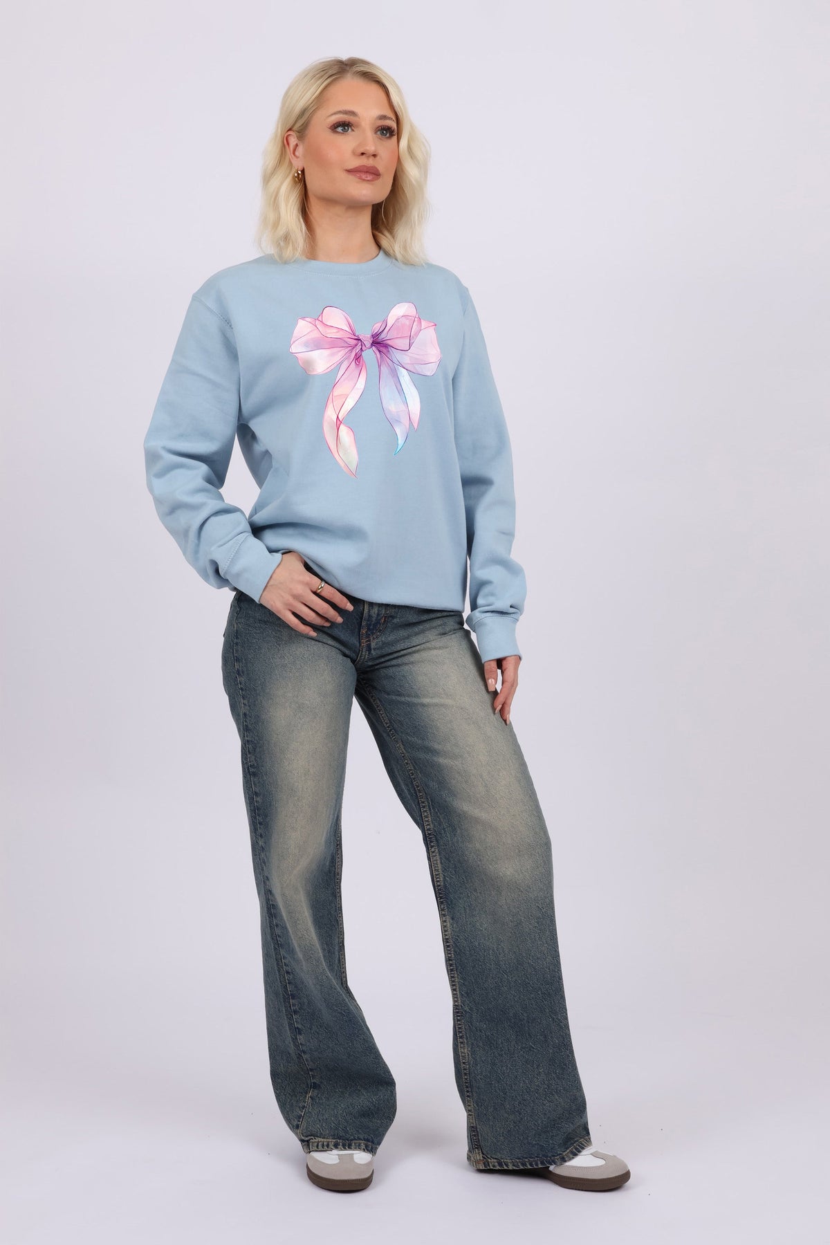 Multi Color Translucent Bow Printed Sweatshirt