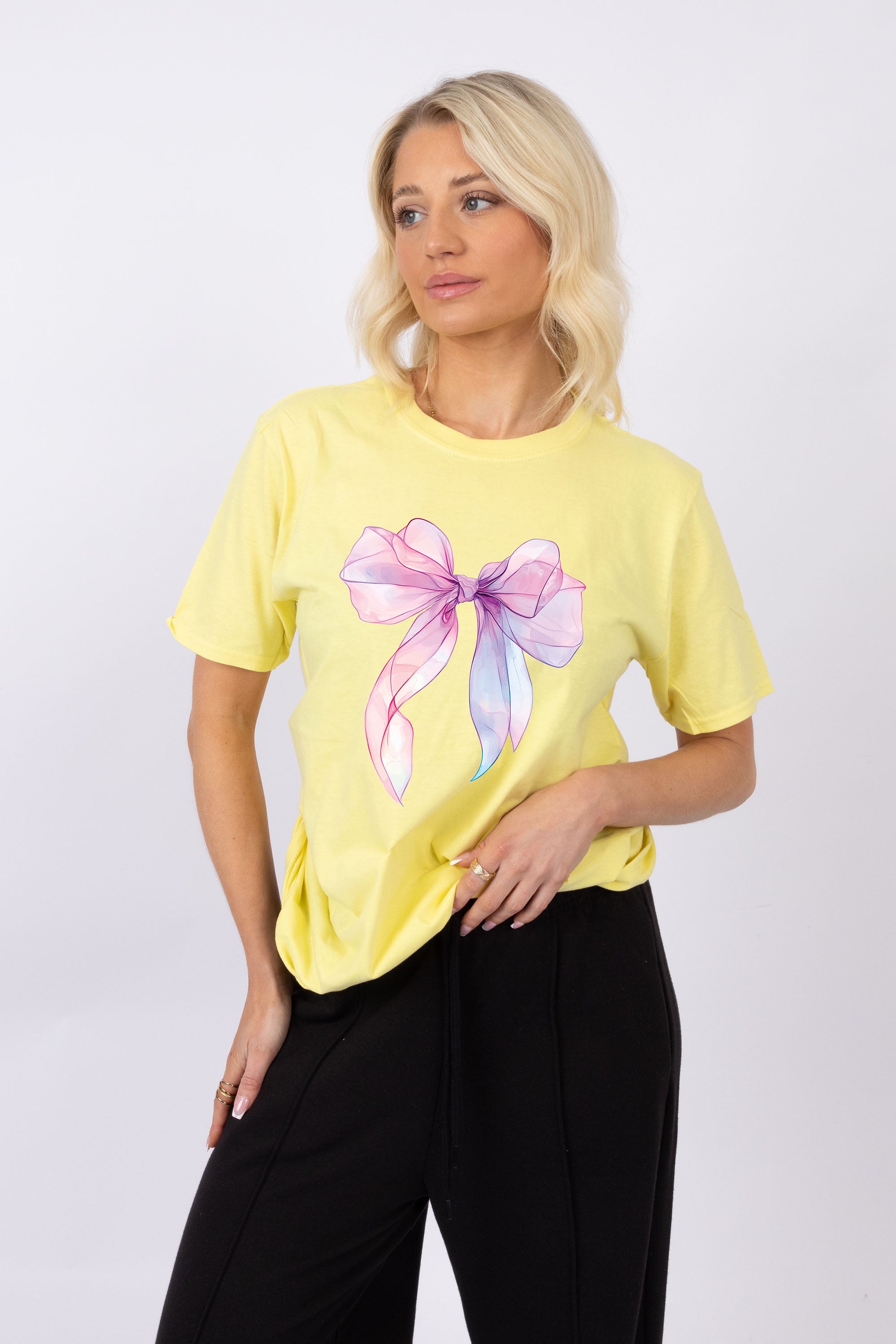 Multi Color Translucent Bow Printed T-Shirt