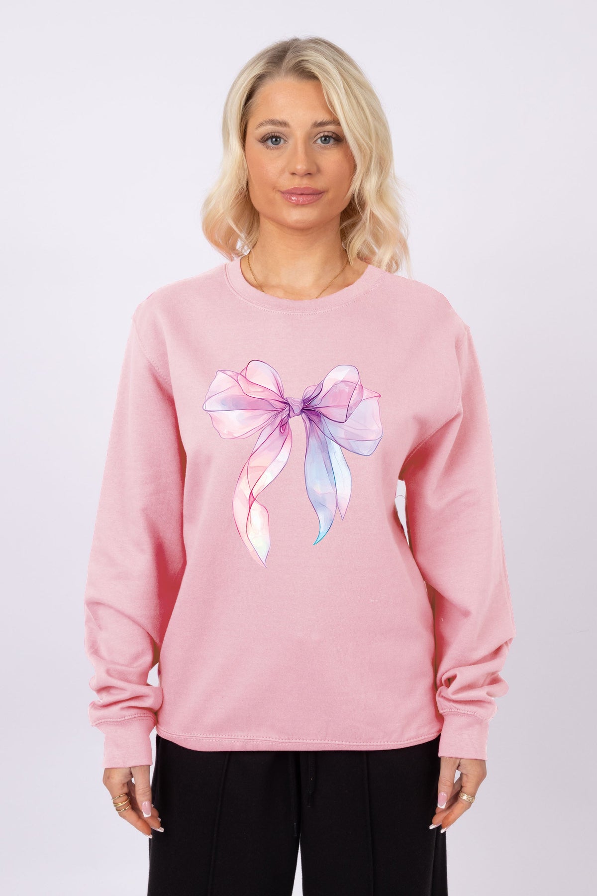Multi Color Translucent Bow Printed Sweatshirt