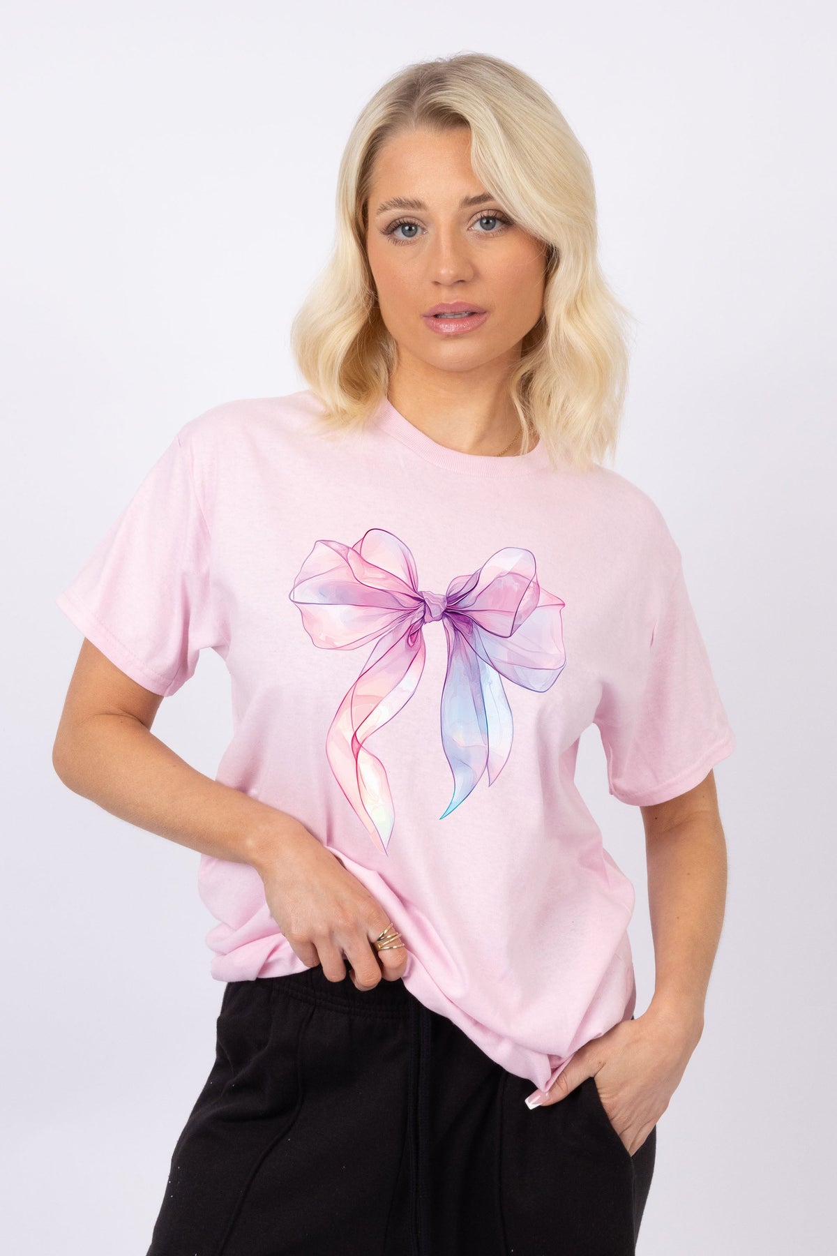Multi Color Translucent Bow Printed T-Shirt