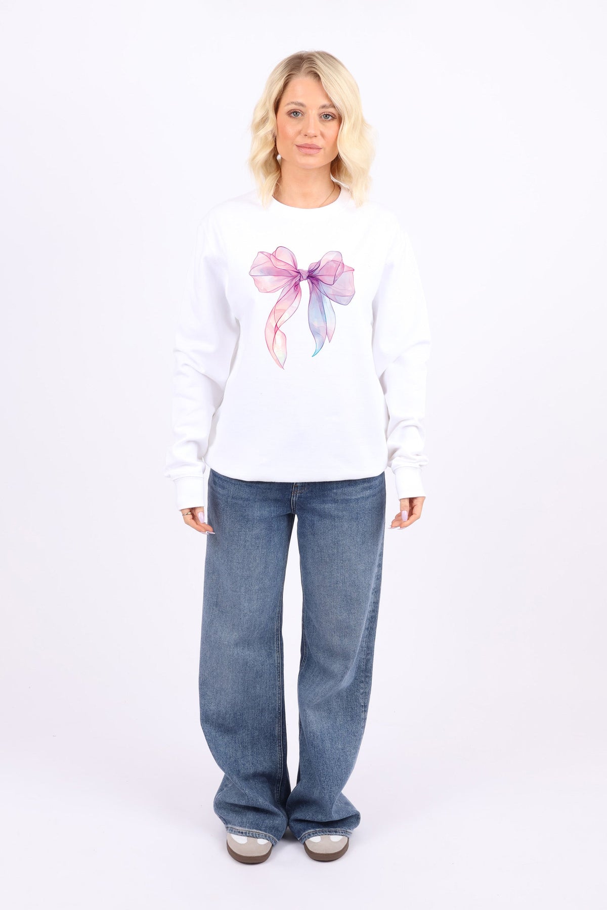 Multi Color Translucent Bow Printed Sweatshirt